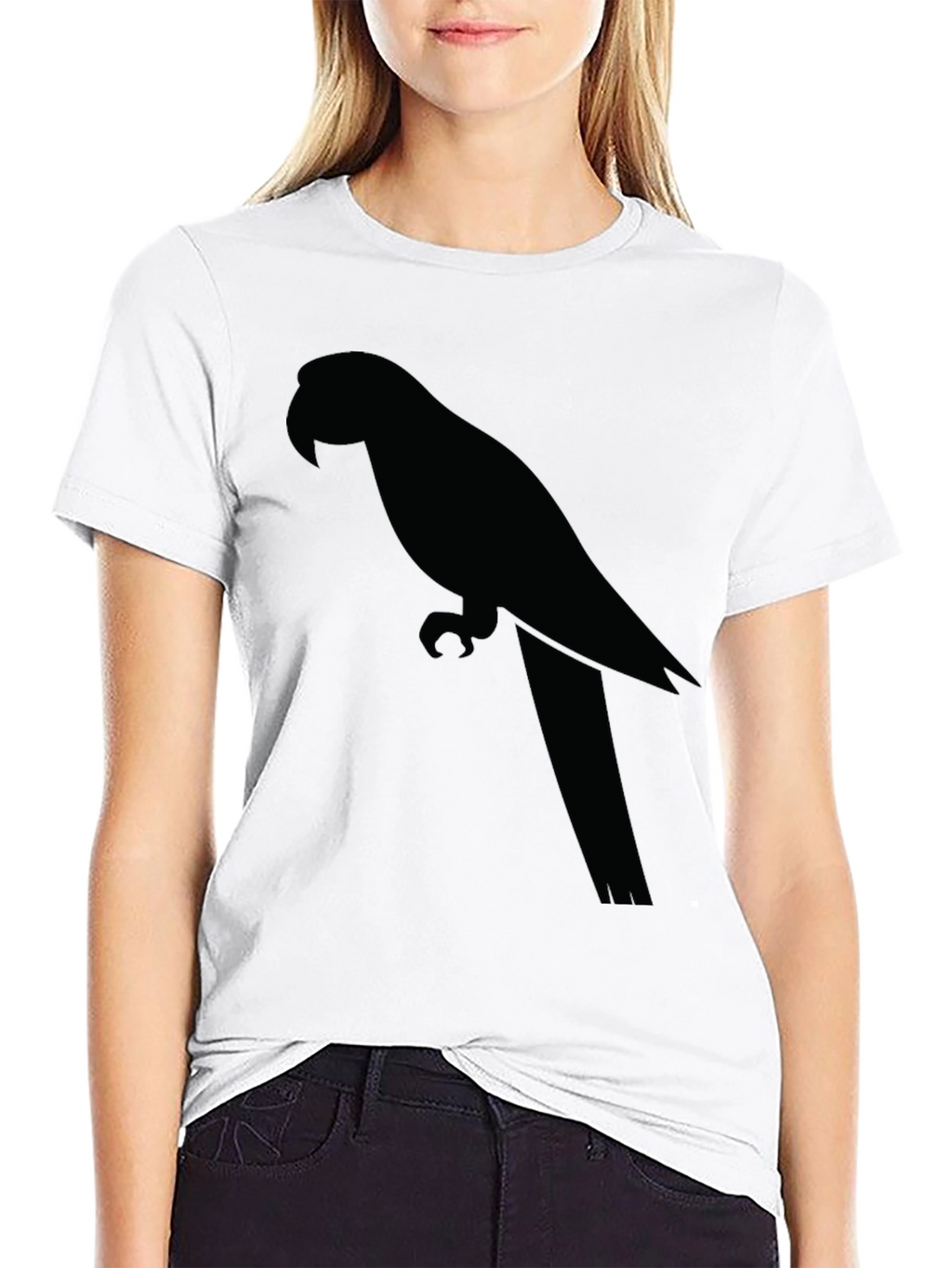Mens Black T-Shirt with Parrot Graphic