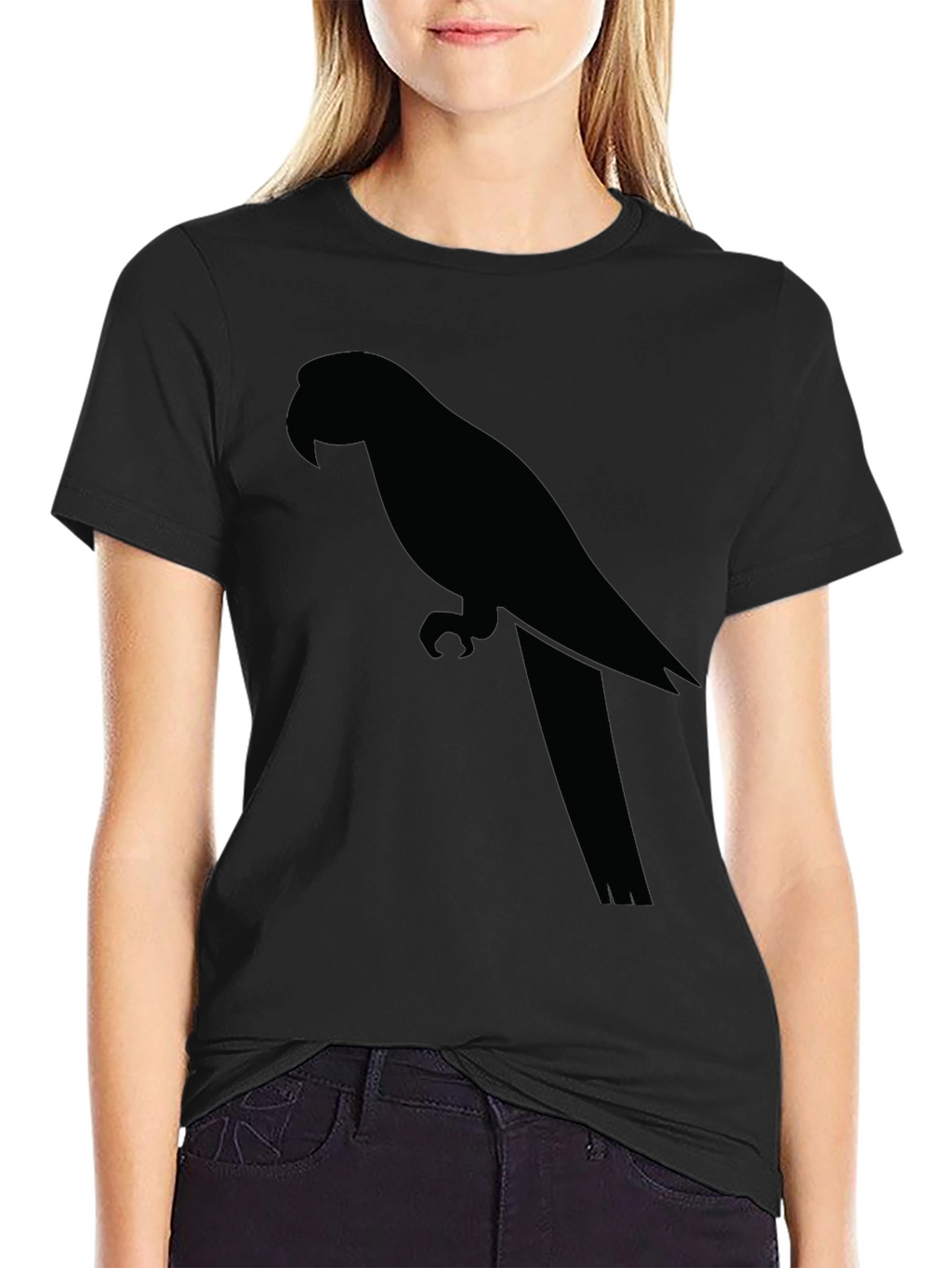 Mens Black T-Shirt with Parrot Graphic