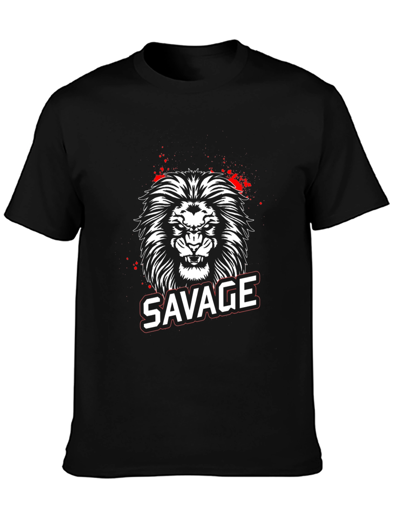 Savage Lion Graphic Tee - Black Cotton T-Shirt