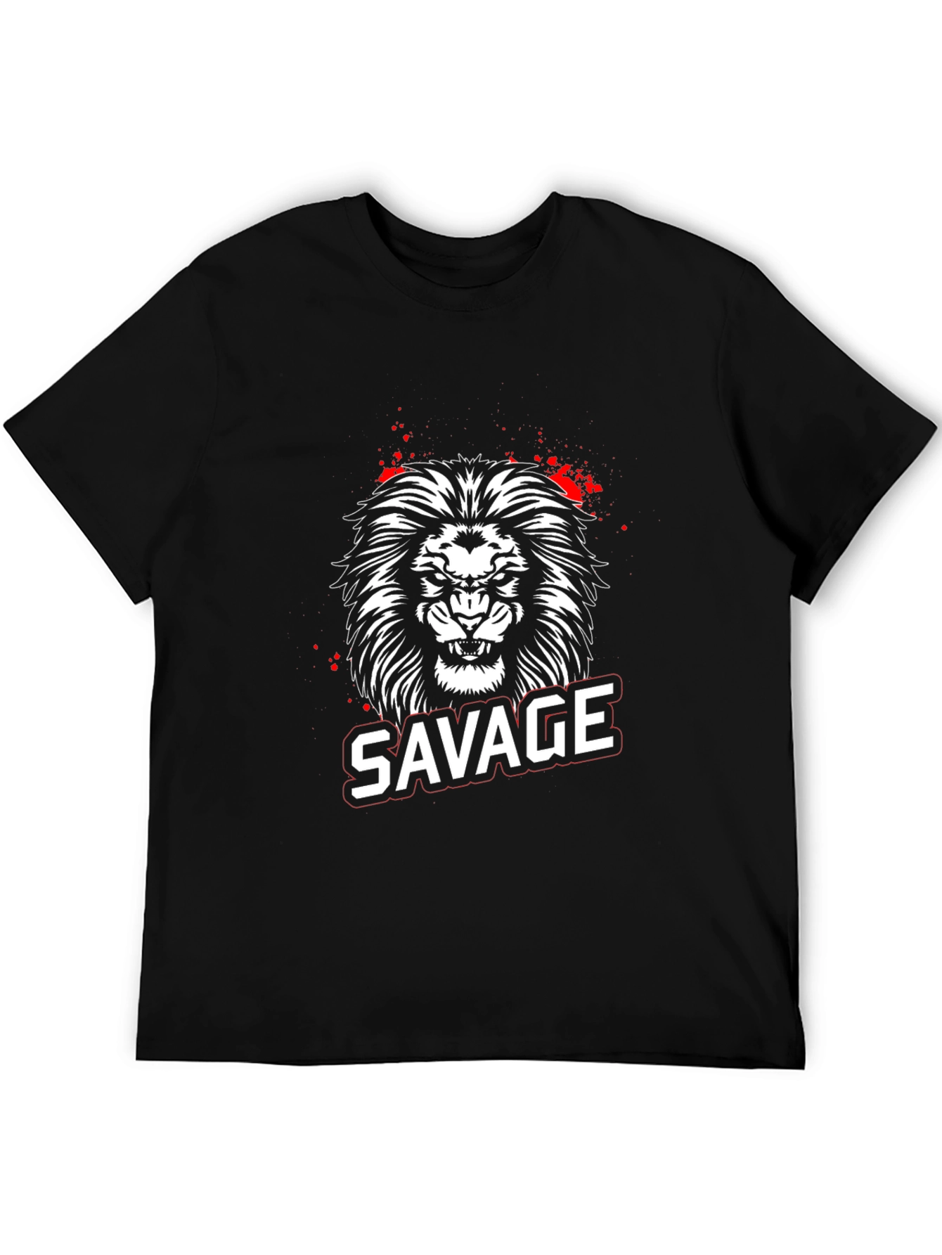 Savage Lion Graphic Tee - Black Cotton T-Shirt