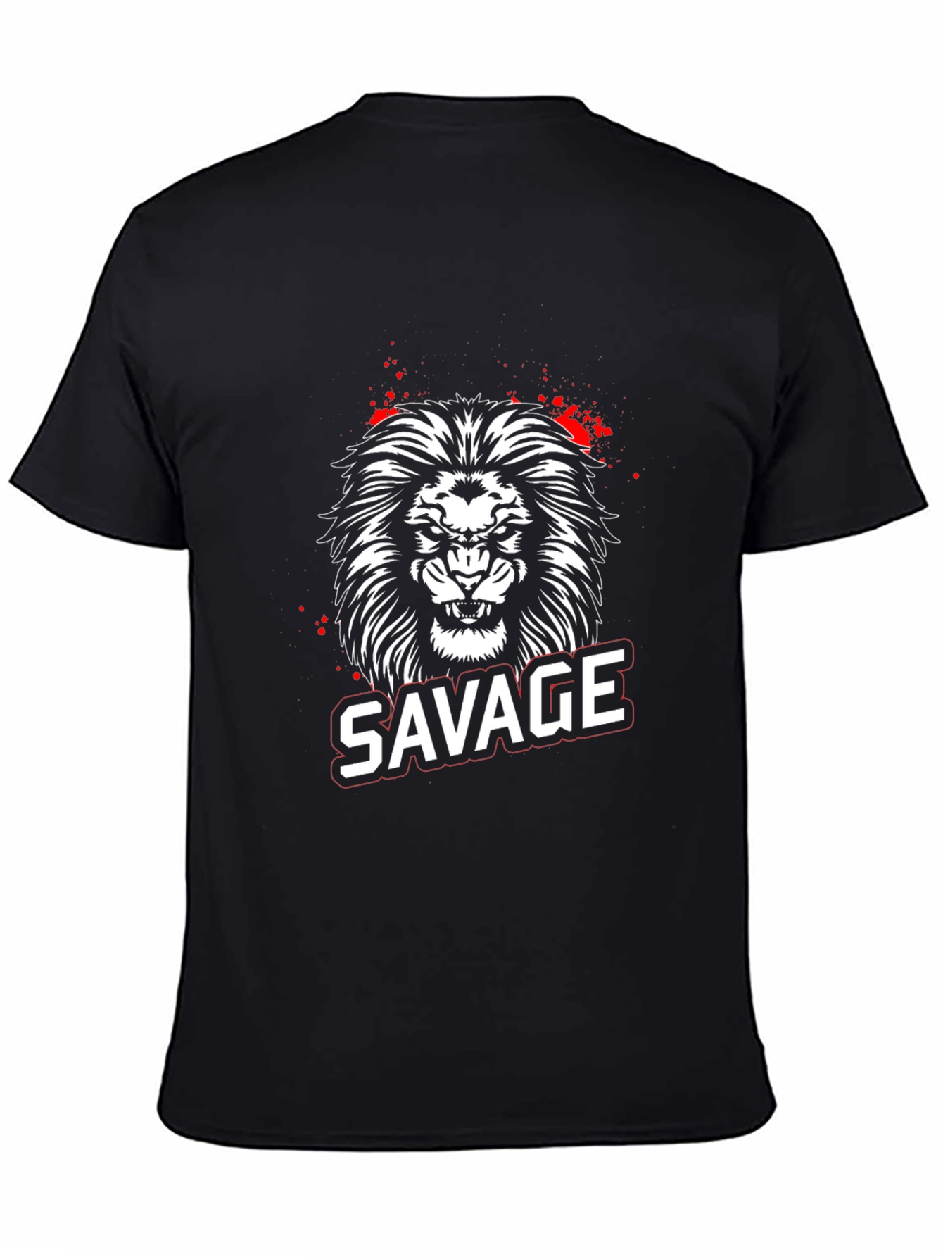 Savage Lion Graphic Tee - Black Cotton T-Shirt