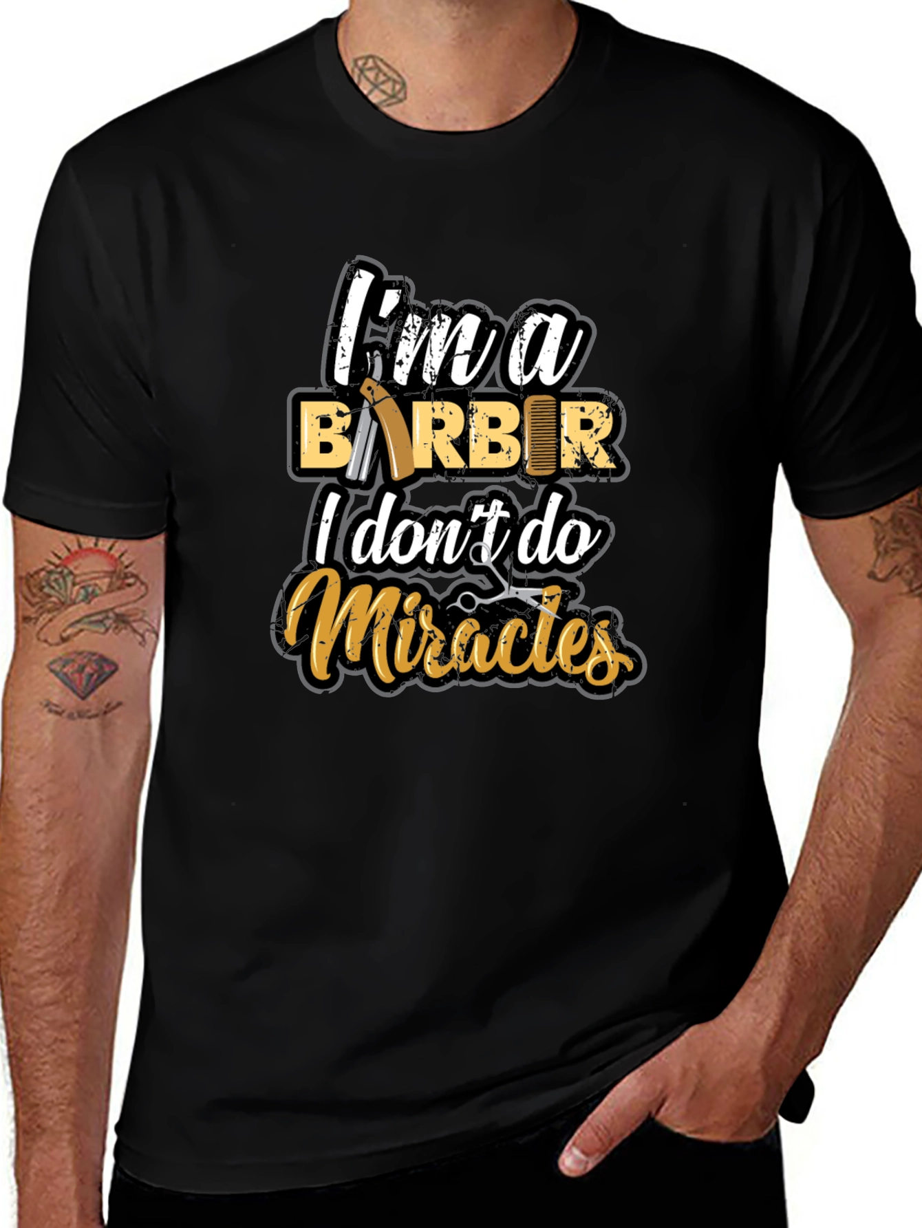 Barber T-Shirt: I Dont Do Miracles Funny Tee