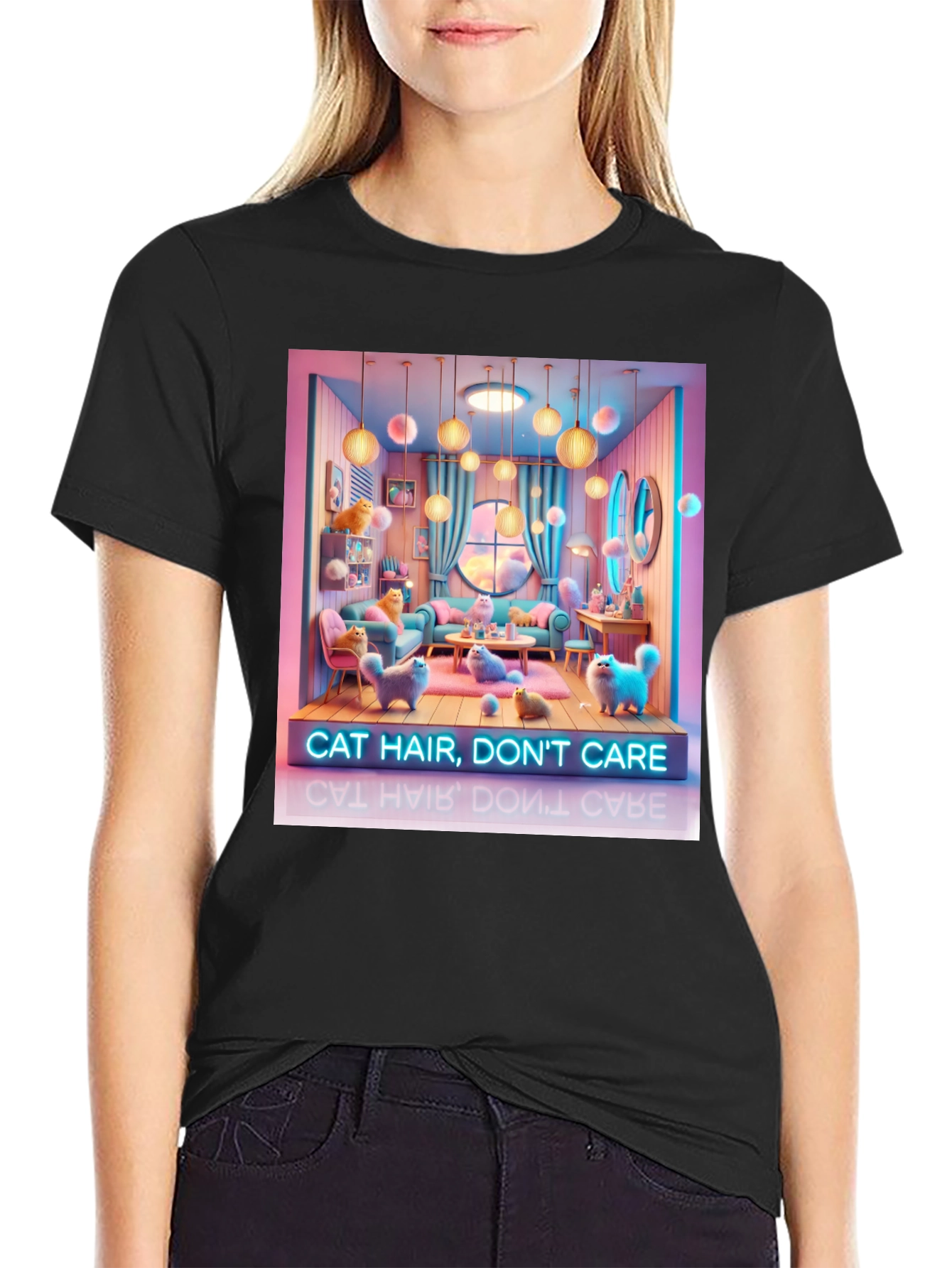 Cat Hair Dont Care Graphic Tee - Unisex