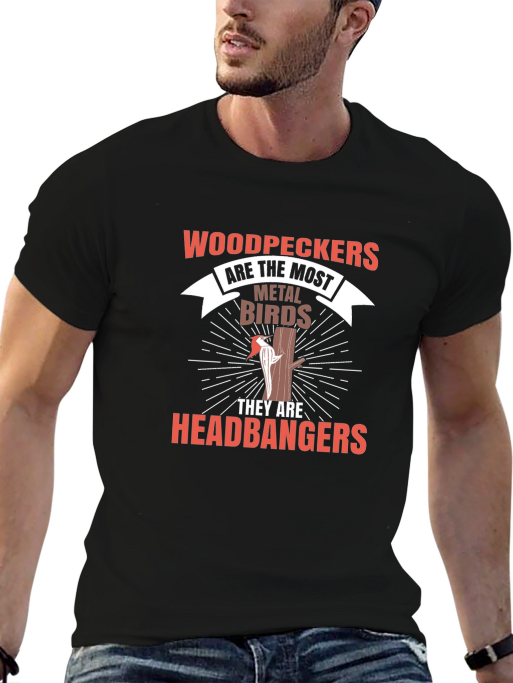 Woodpeckers Metal Birds Headbangers Graphic T-Shirt
