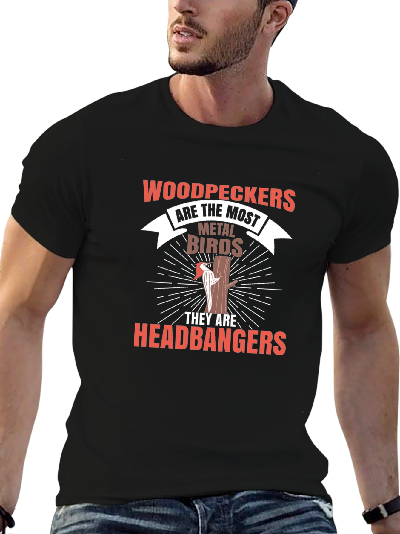 Woodpeckers Metal Birds Headbangers Graphic T-Shirt