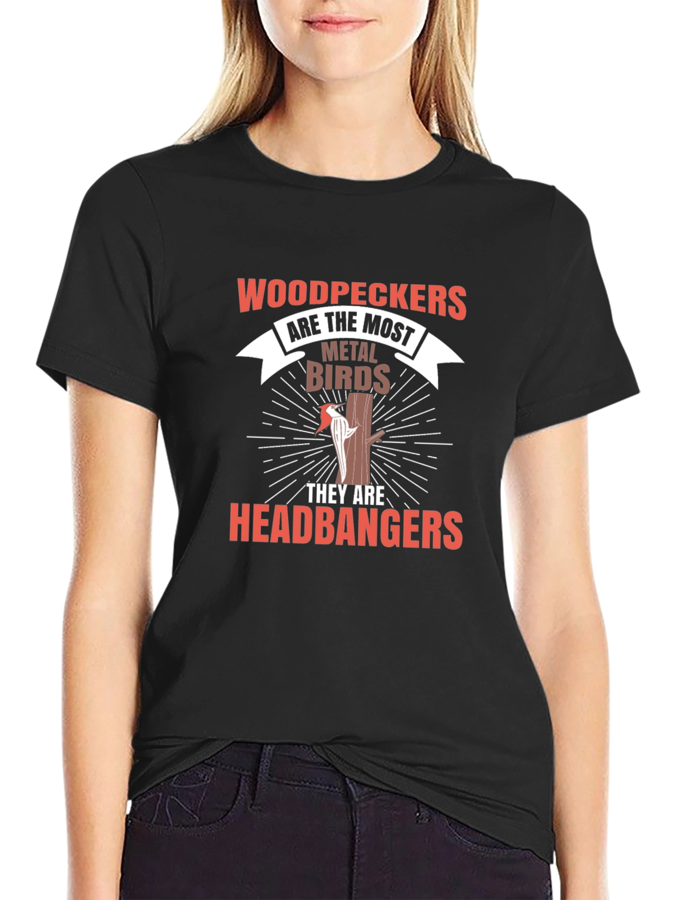 Woodpeckers Metal Birds Headbangers Graphic T-Shirt