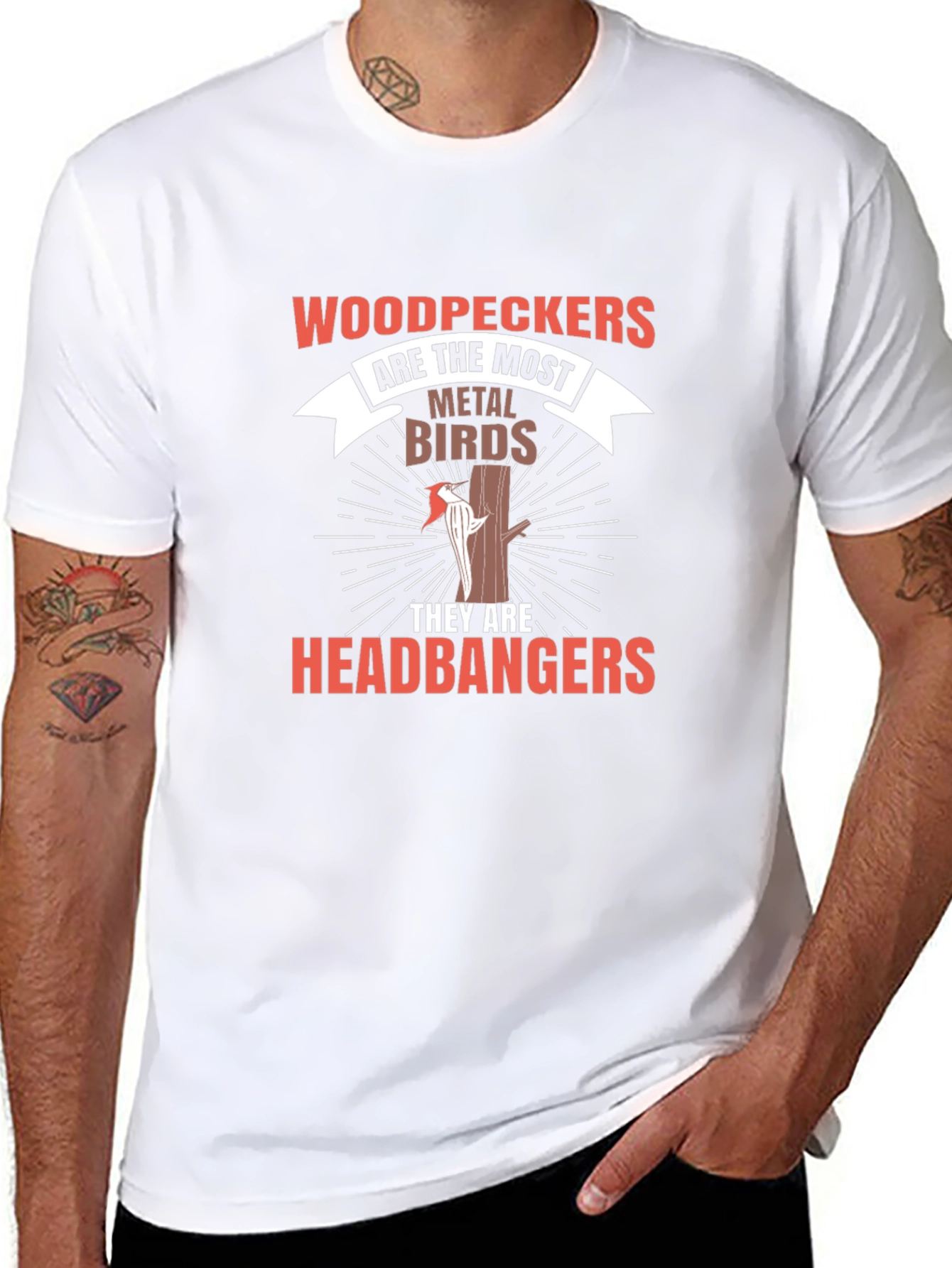 Woodpeckers Metal Birds Headbangers Graphic T-Shirt