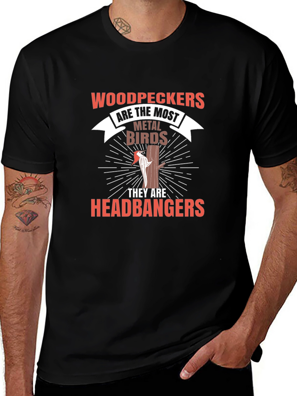 Woodpeckers Metal Birds Headbangers Graphic T-Shirt