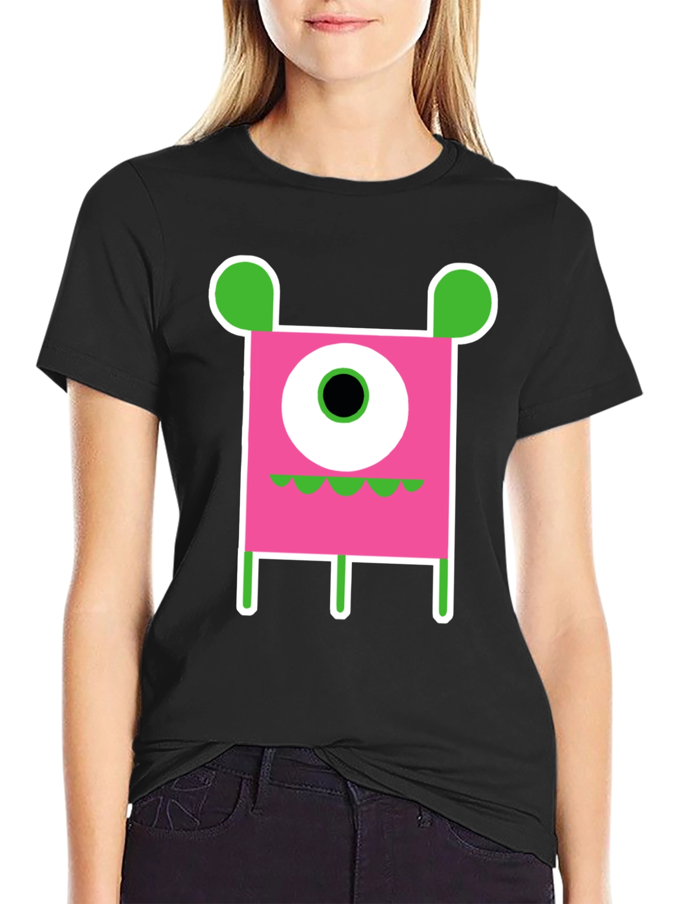 Funky One-Eyed Monster Graphic T-Shirt - Black Cotton Tee