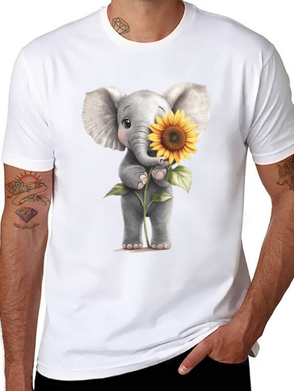 Elephant & Sunflower Graphic Tee