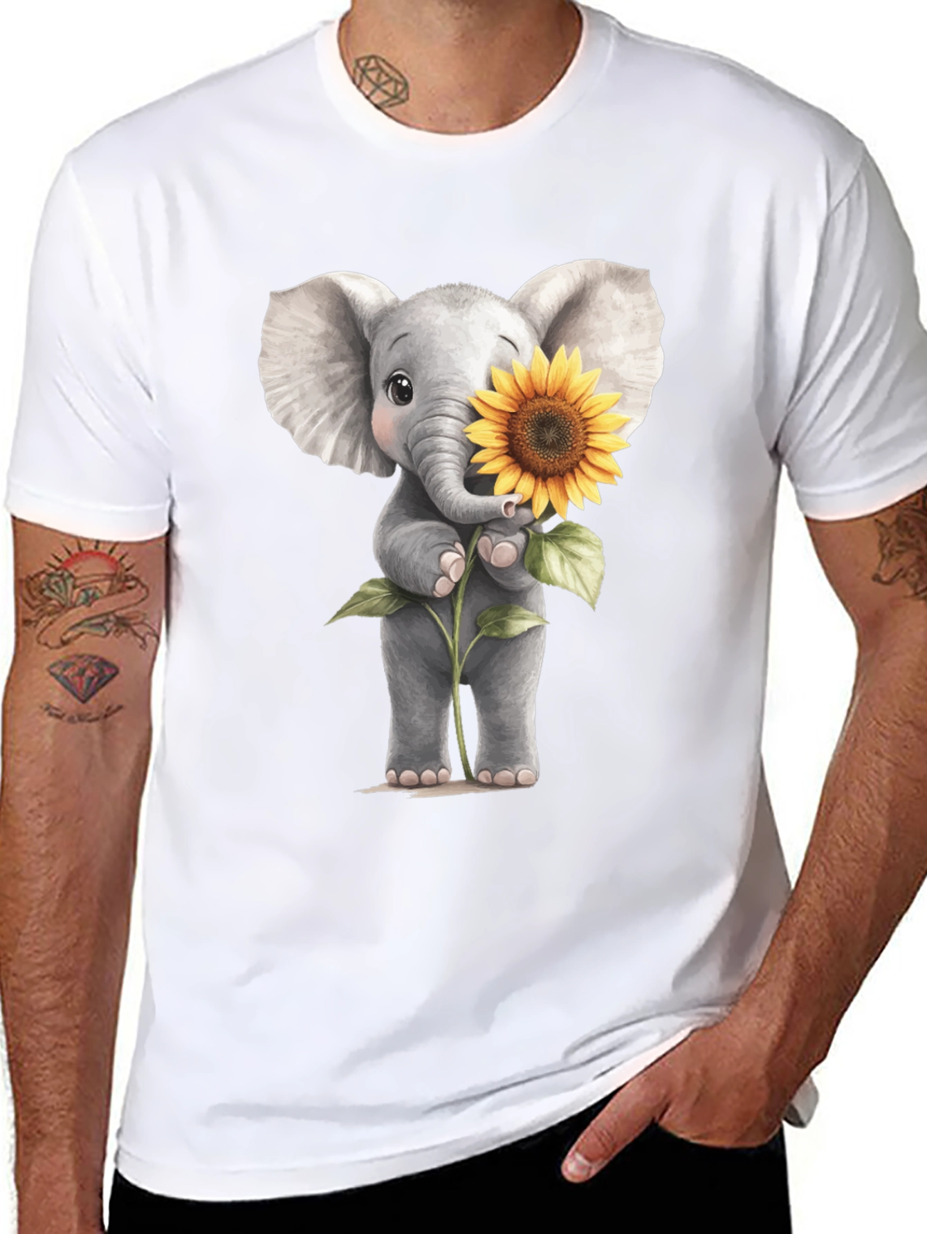Elephant & Sunflower Graphic Tee