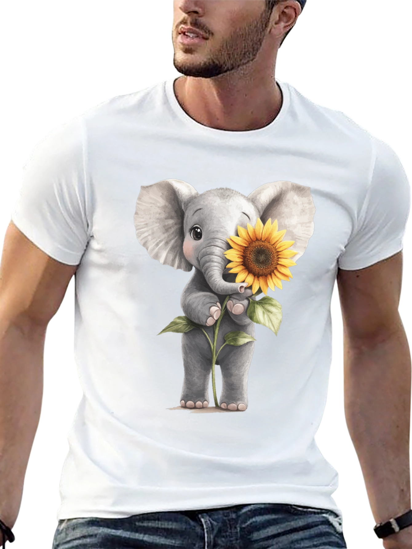 Elephant & Sunflower Graphic Tee