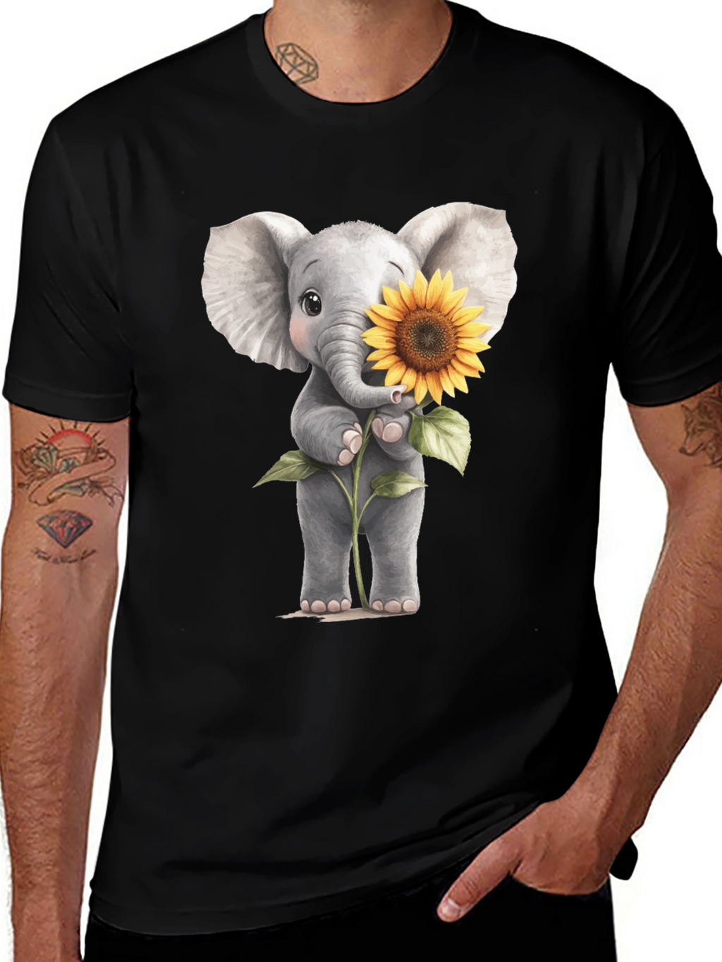Elephant & Sunflower Graphic Tee