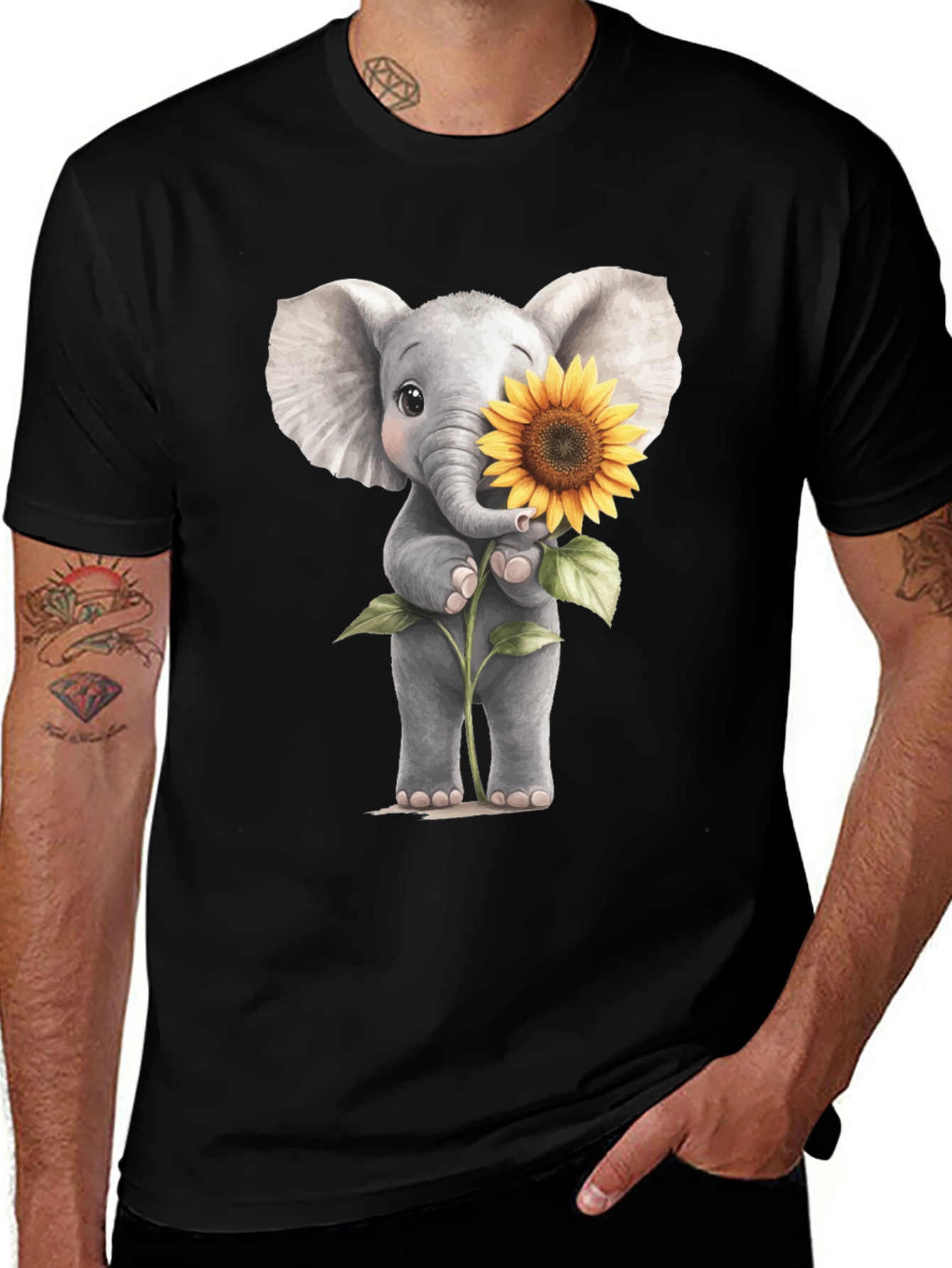 Elephant & Sunflower Graphic Tee