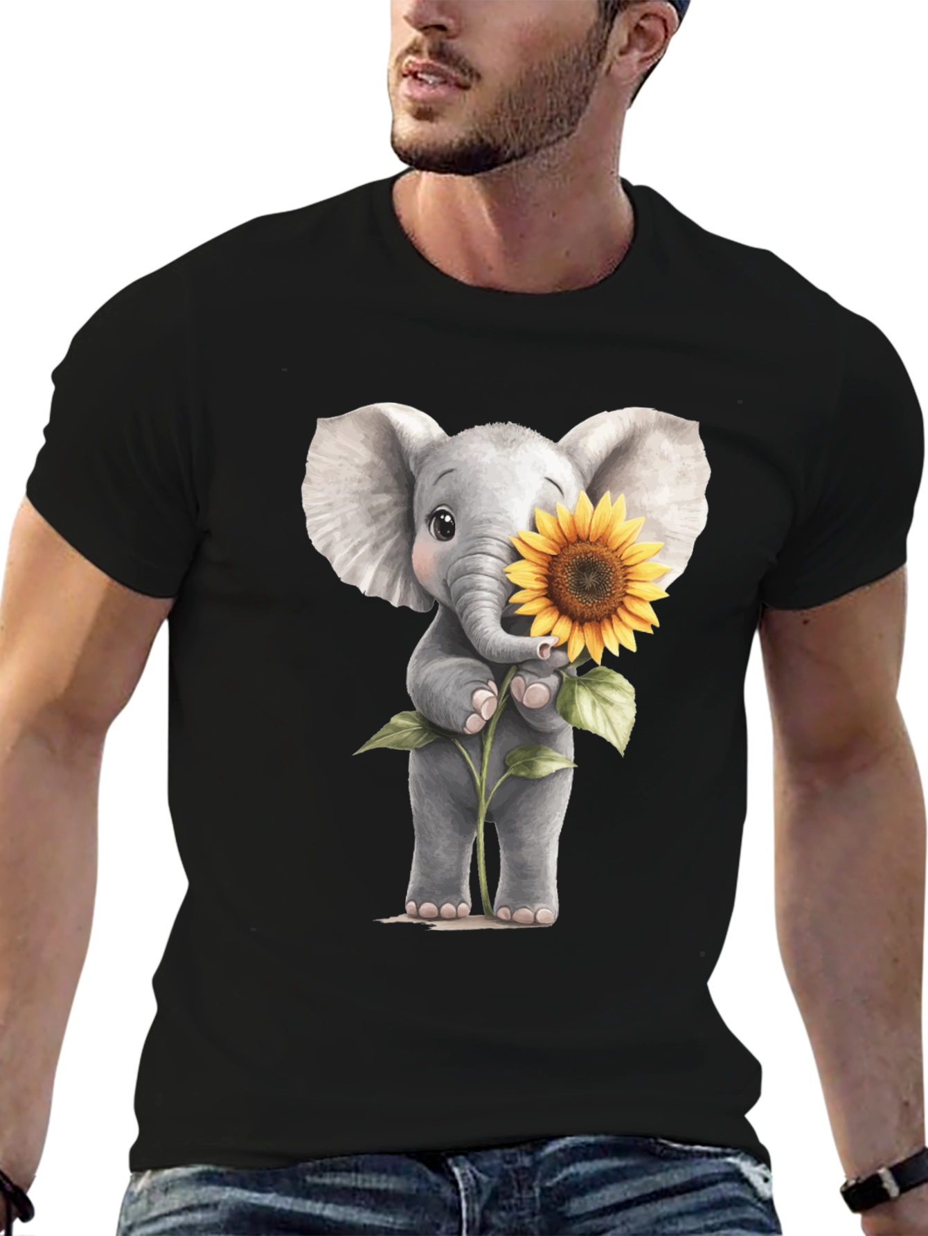 Elephant & Sunflower Graphic Tee
