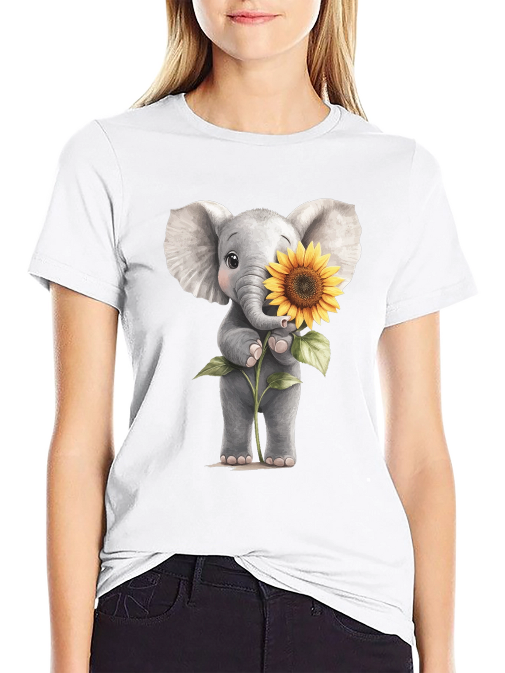 Elephant & Sunflower Graphic Tee