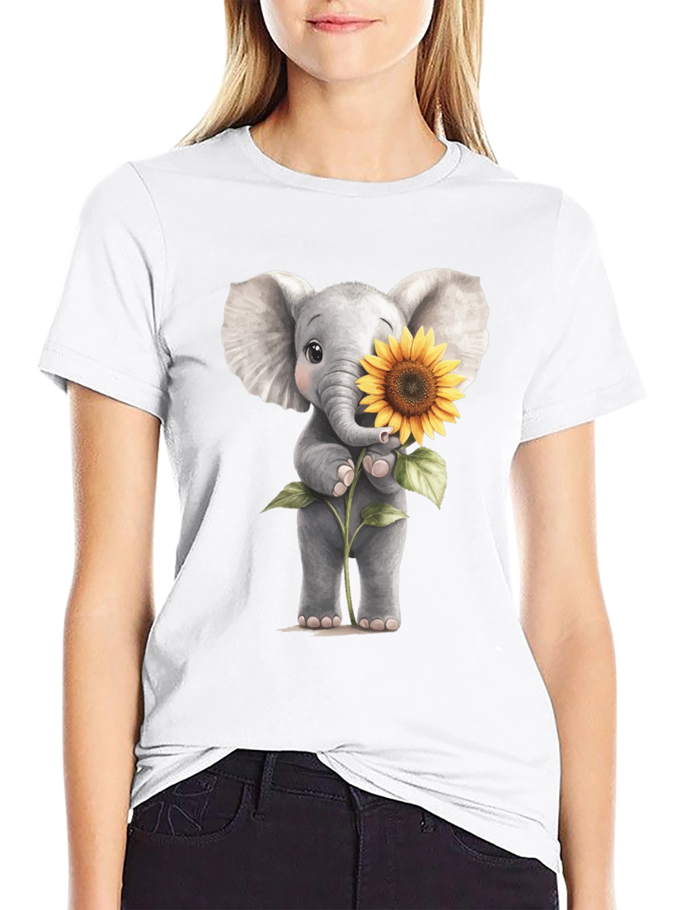 Elephant & Sunflower Graphic Tee