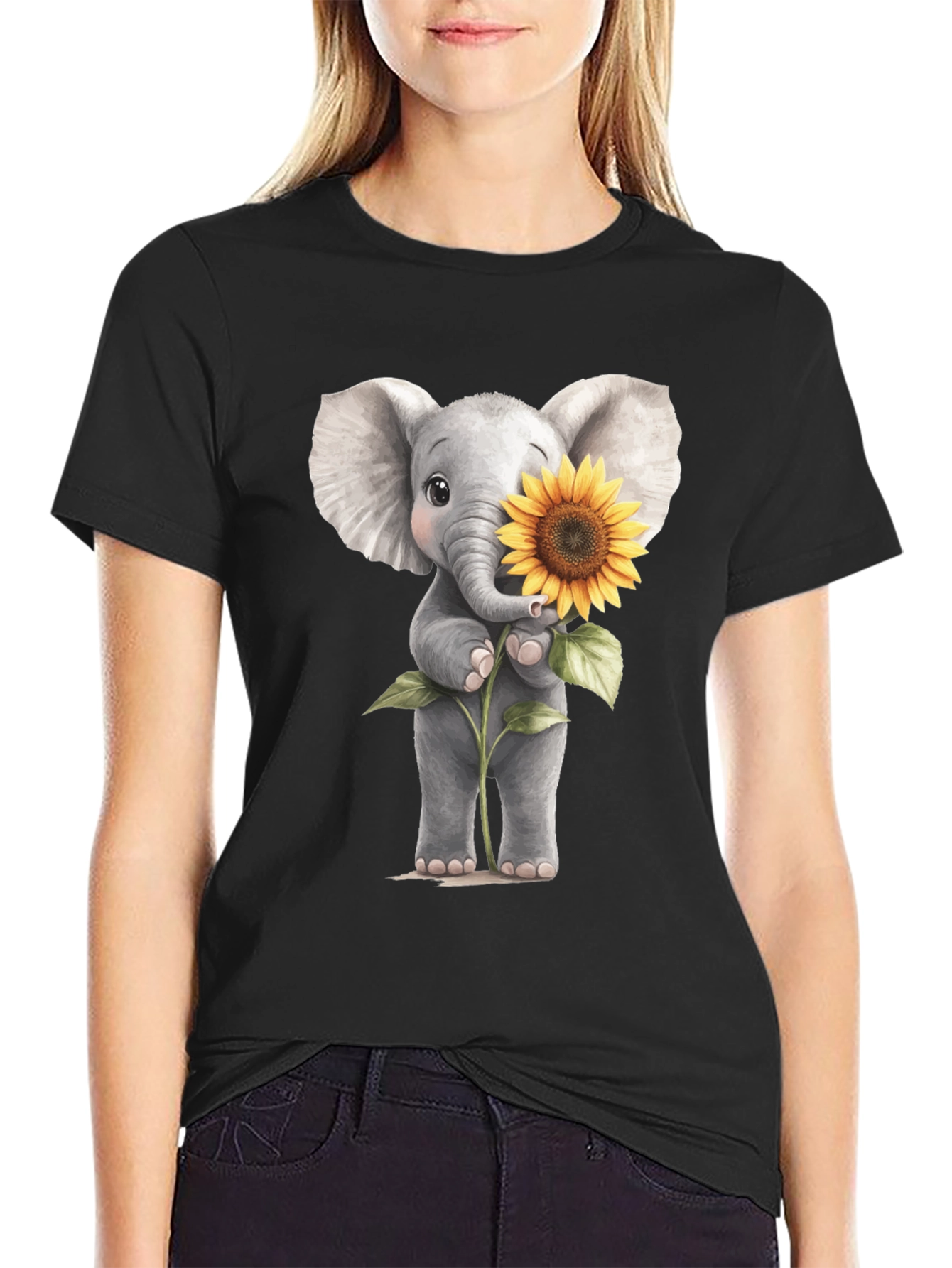 Elephant & Sunflower Graphic Tee