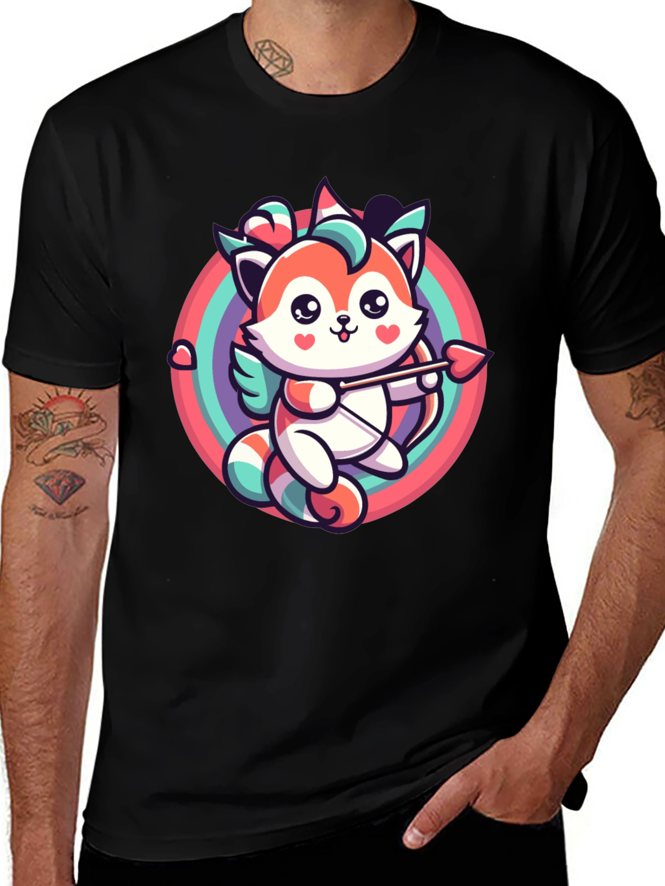 Cupid Fox Graphic Tee - Valentines Day Shirt