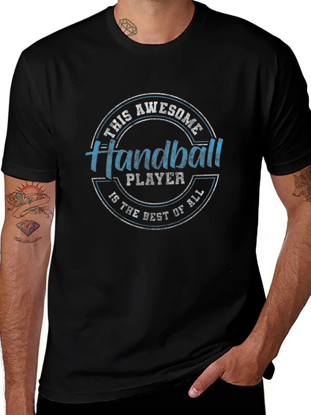 Awesome Handball Player Black T-Shirt