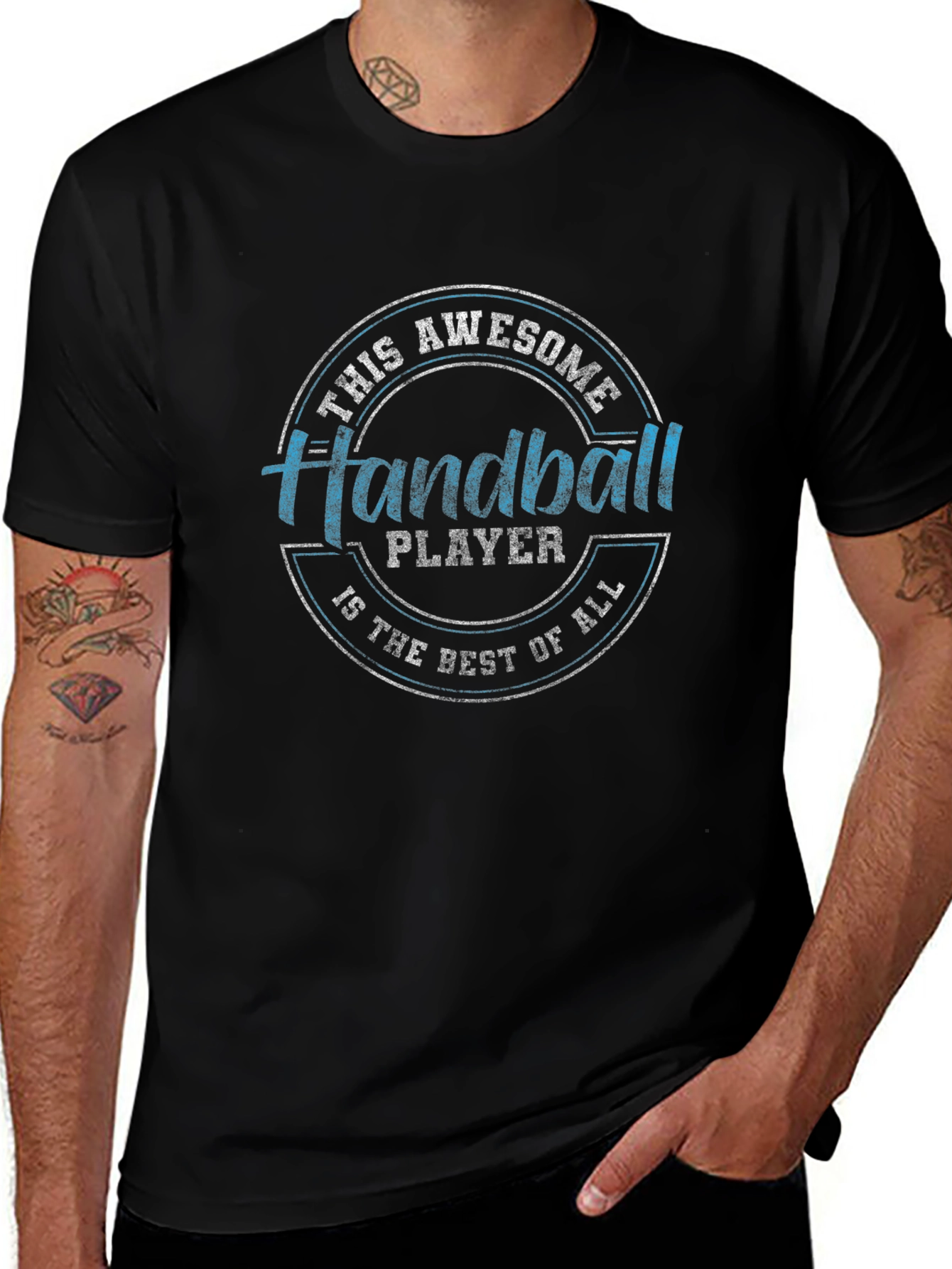 Awesome Handball Player Black T-Shirt