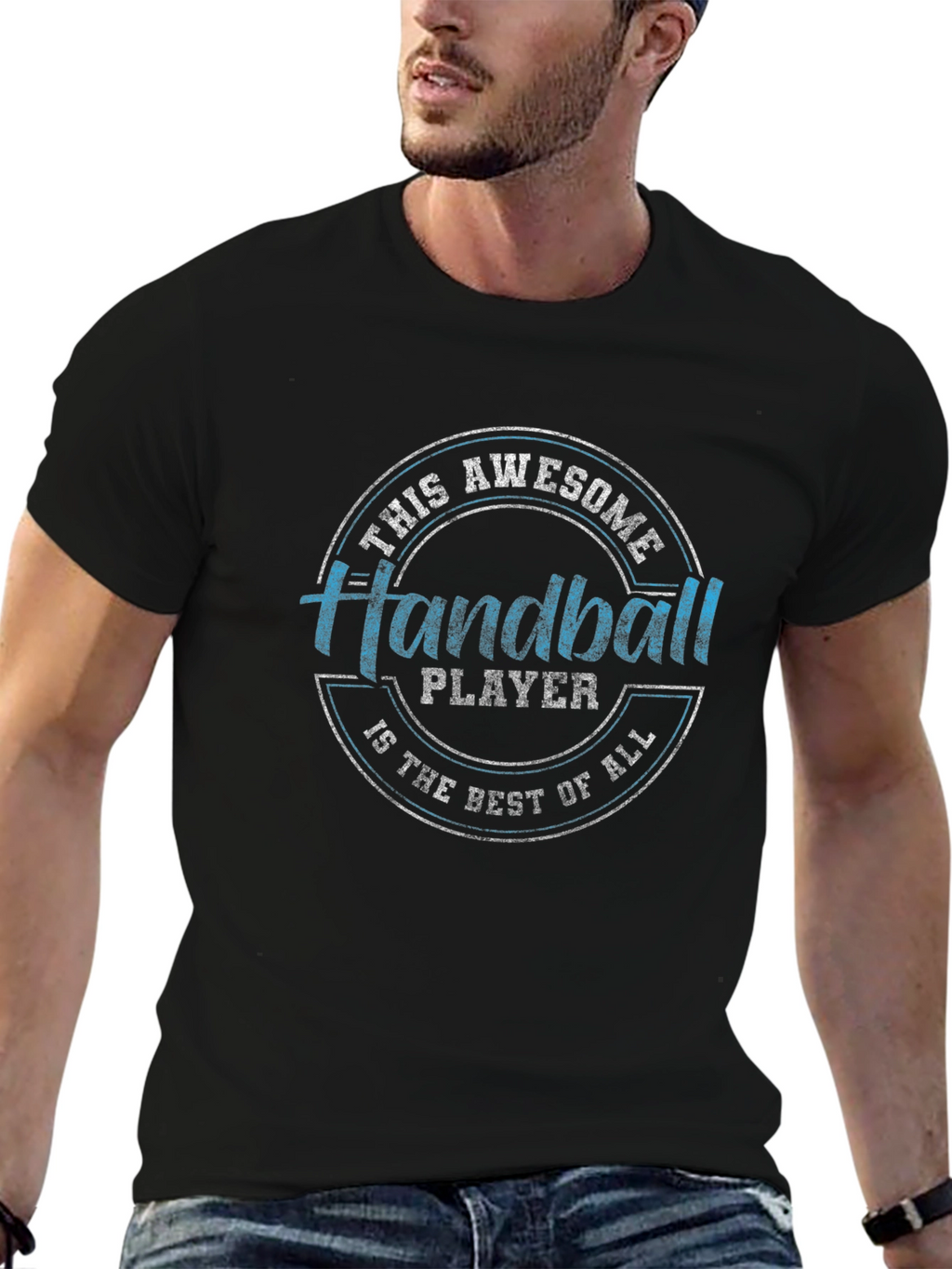 Awesome Handball Player Black T-Shirt