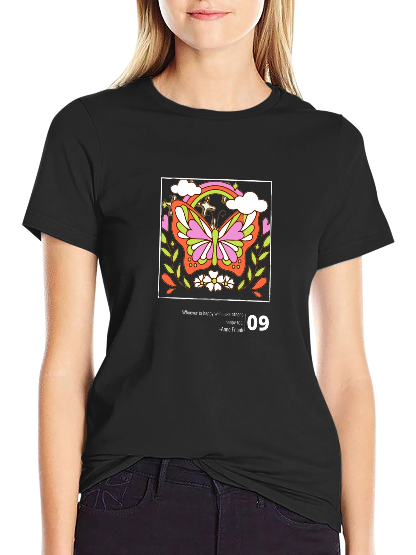 Butterfly Graphic Tee - Inspirational Anne Frank Quote