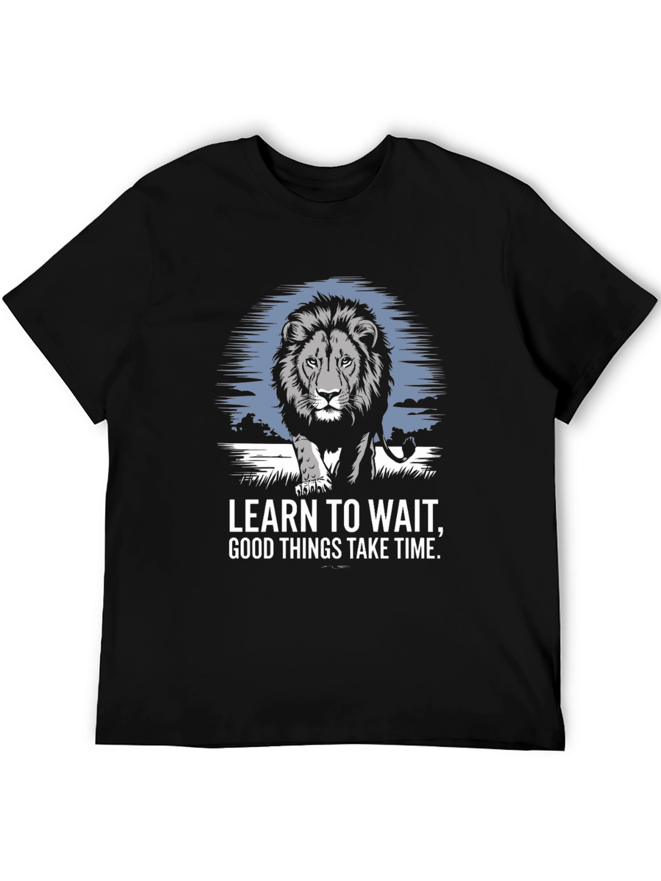 Lion Graphic Print T-Shirt - Learn To Wait