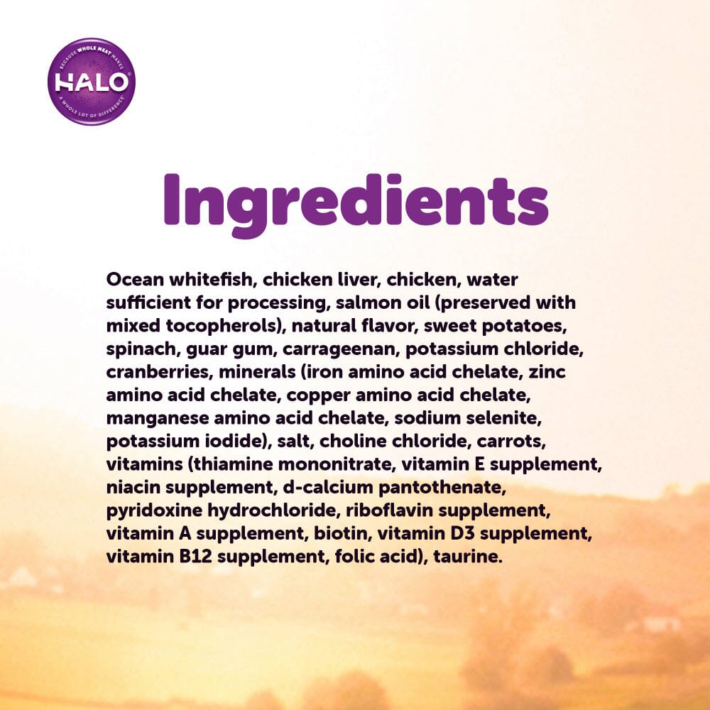 Halo Grain Free Indoor Cat Whitefish Pate Canned Cat Food
