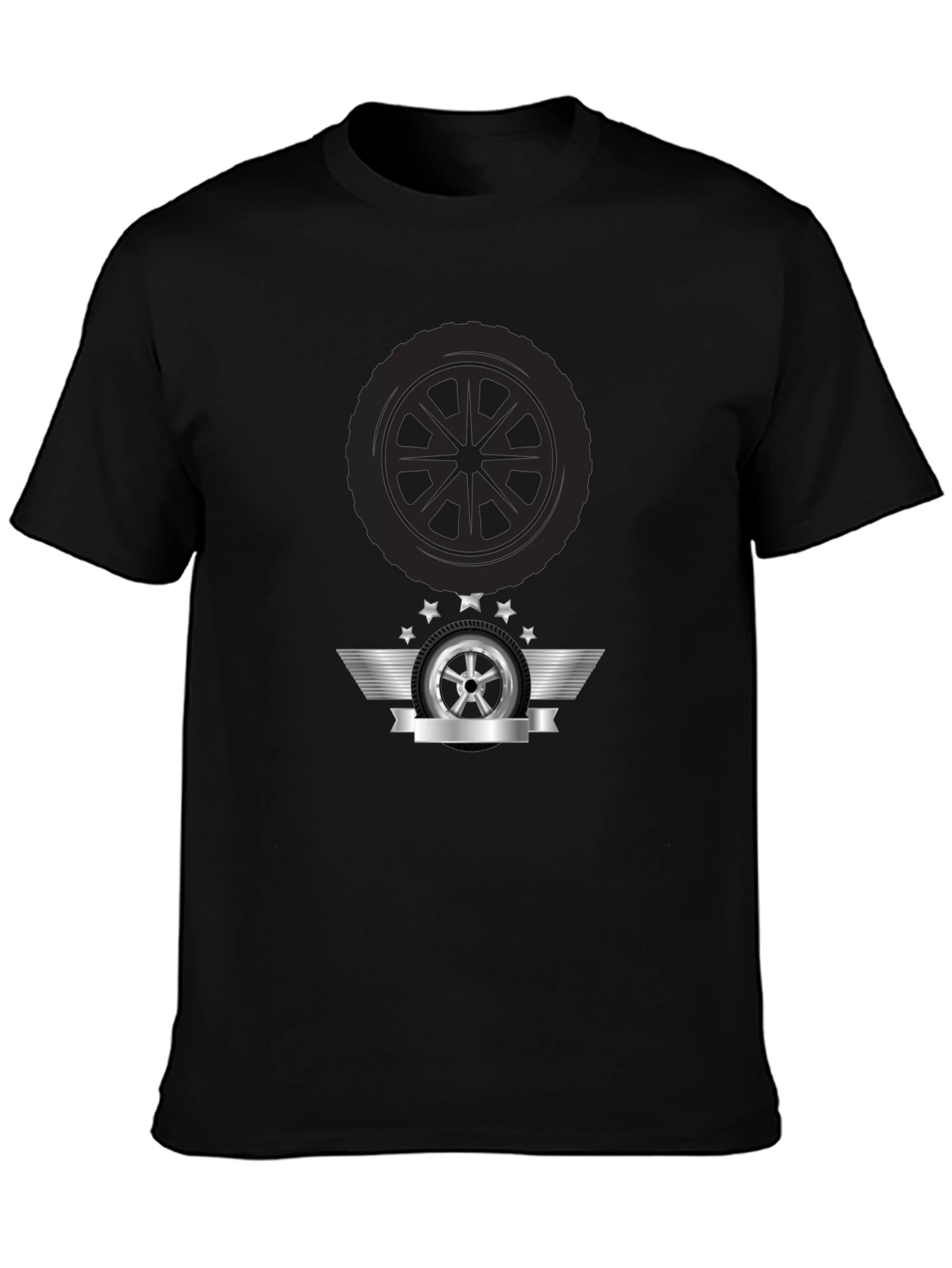Mens Black Tire Graphic T-Shirt