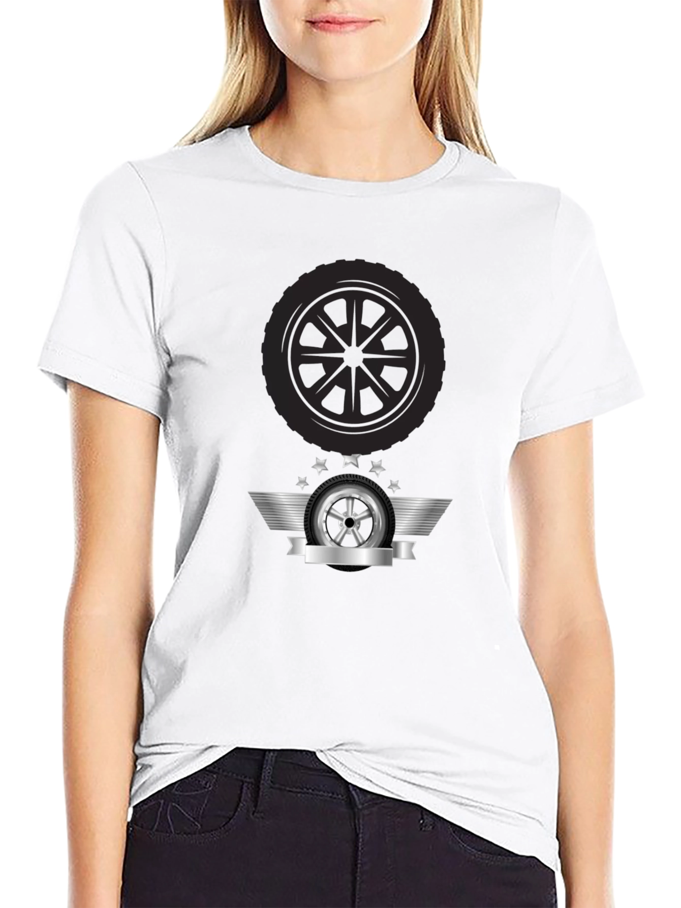 Mens Black Tire Graphic T-Shirt