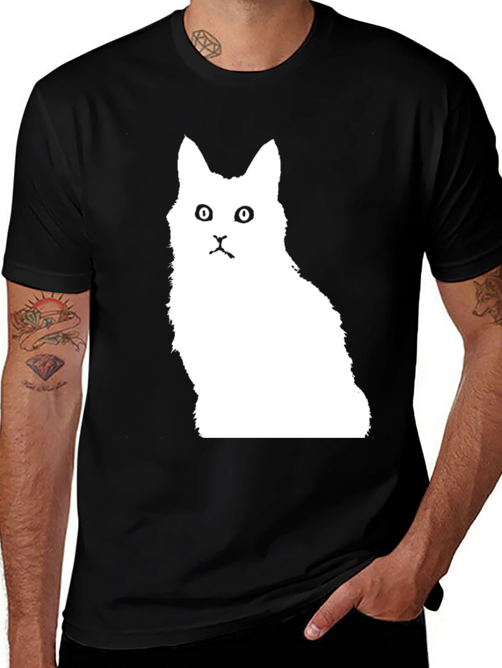 Cat Silhouette Black T-Shirt