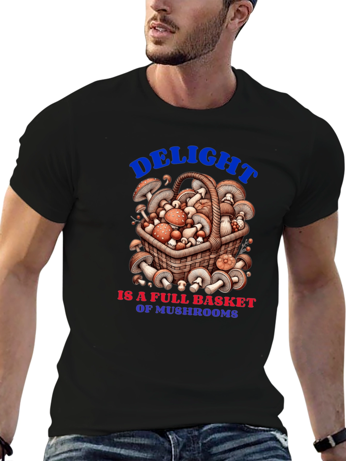 Mushroom Basket Graphic Tee - Delightful Design