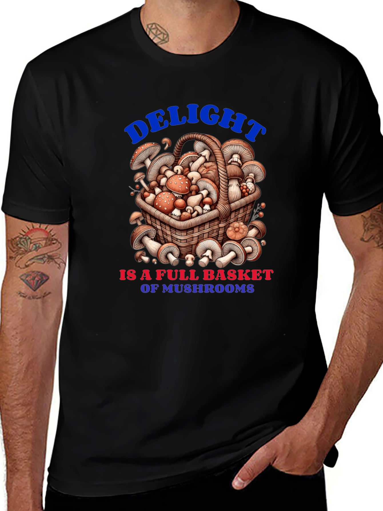 Mushroom Basket Graphic Tee - Delightful Design