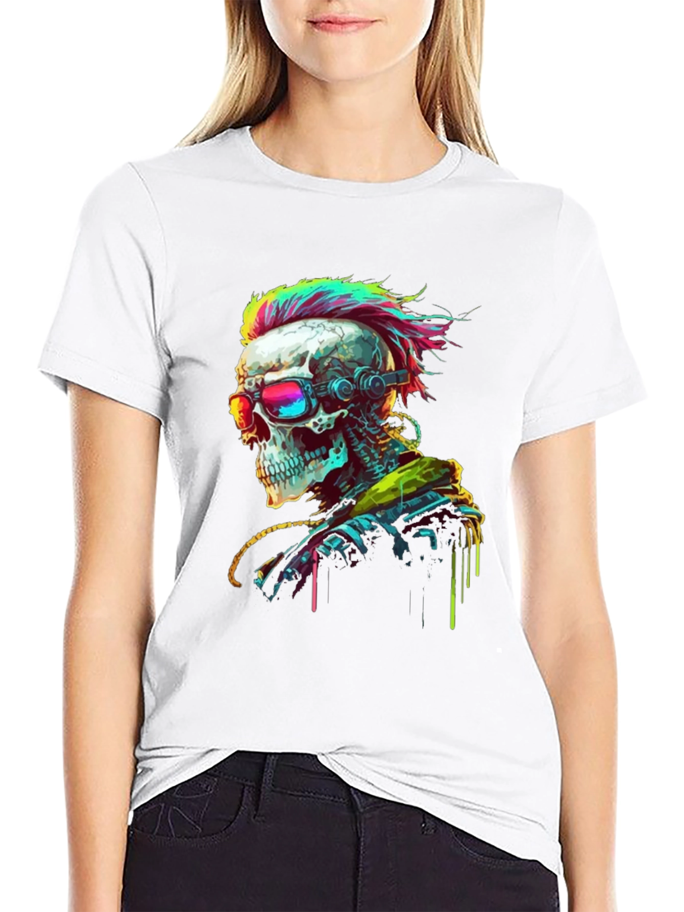 Cyberpunk Skull T-Shirt - Edgy Streetwear