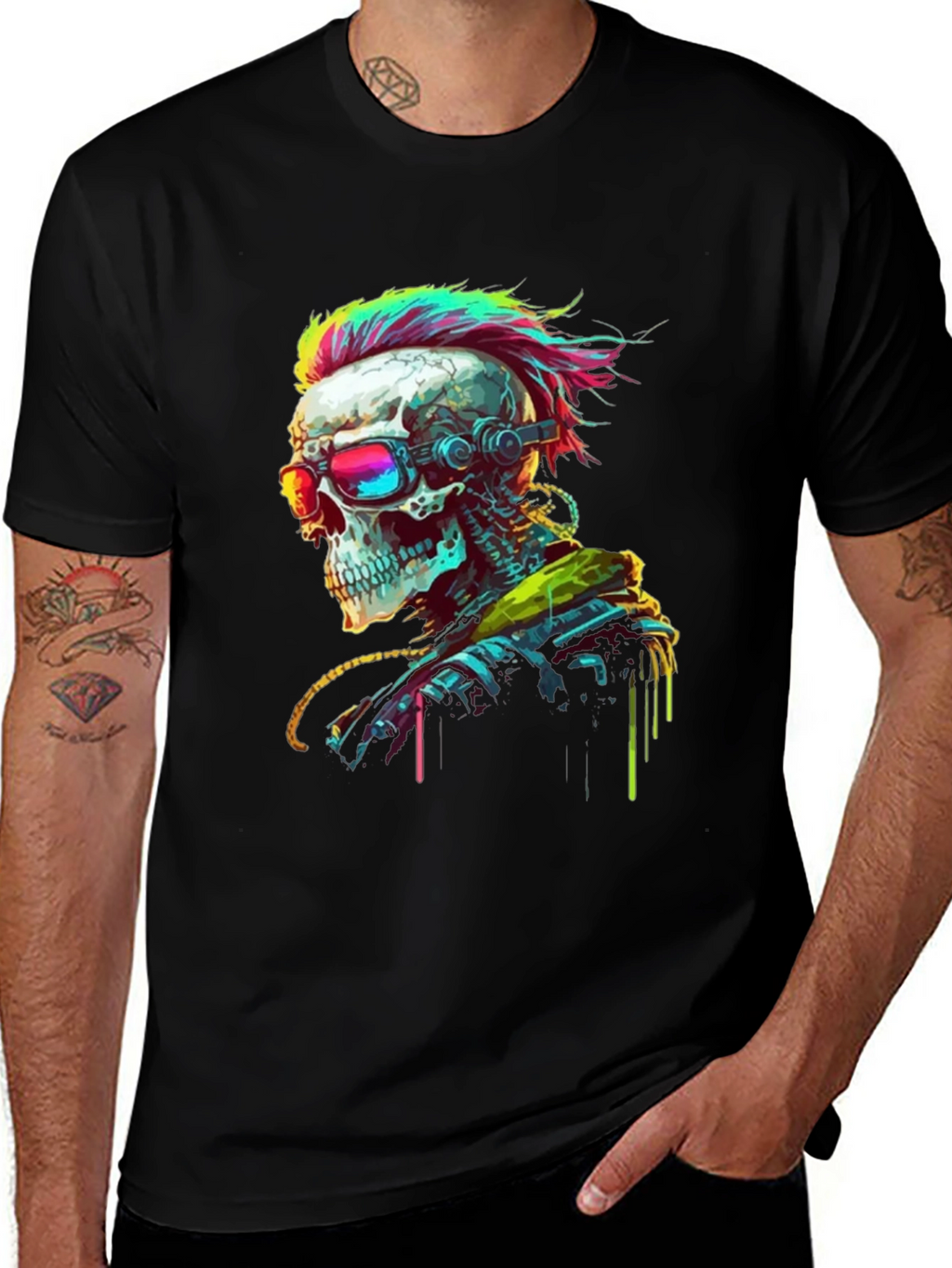 Cyberpunk Skull T-Shirt - Edgy Streetwear