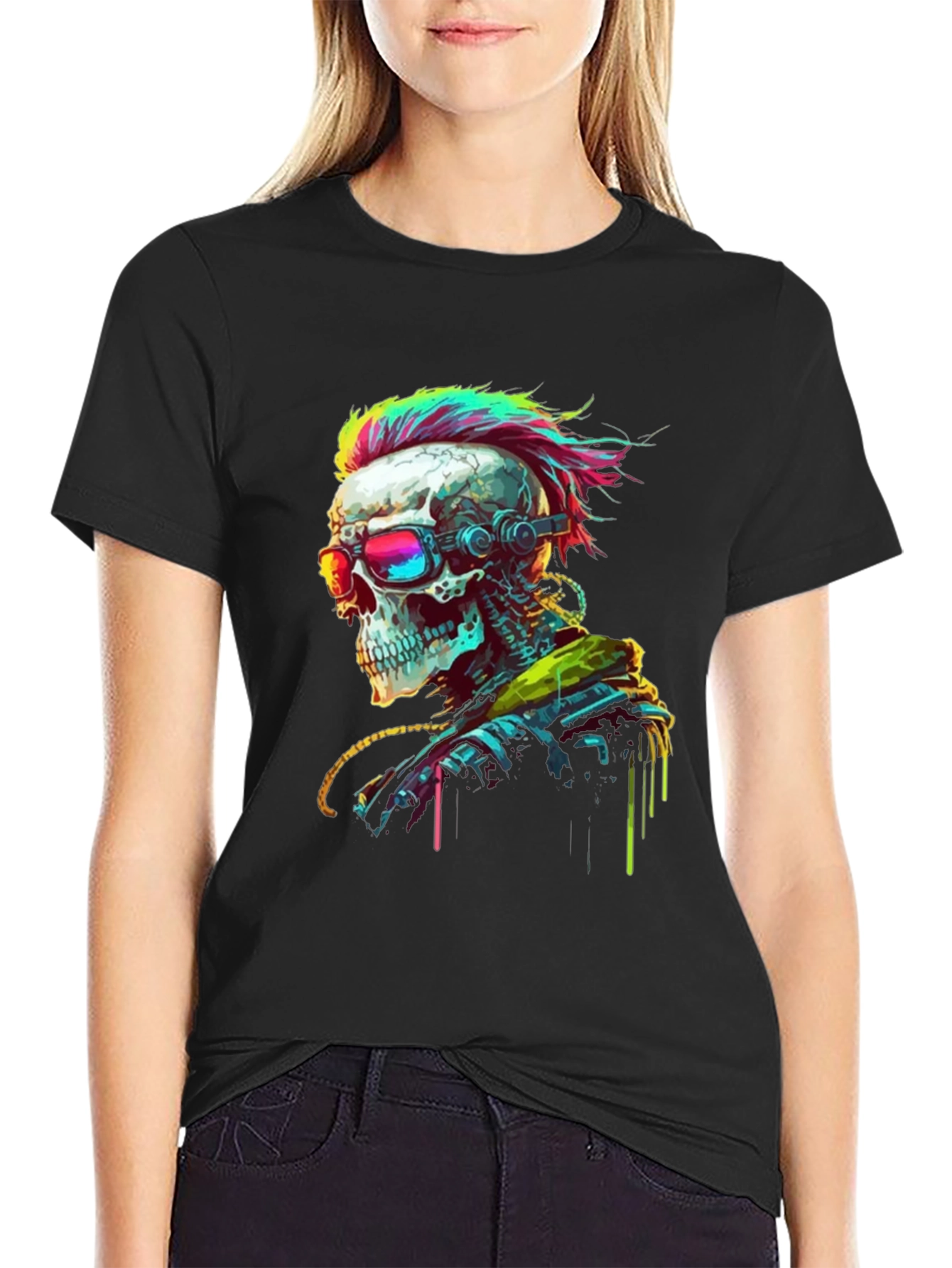 Cyberpunk Skull T-Shirt - Edgy Streetwear