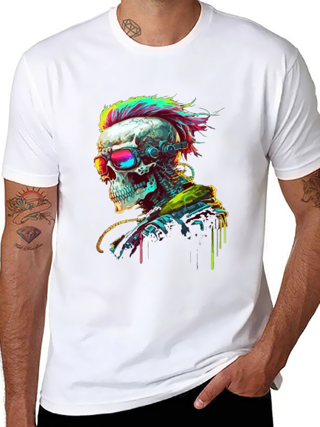 Cyberpunk Skull T-Shirt - Edgy Streetwear