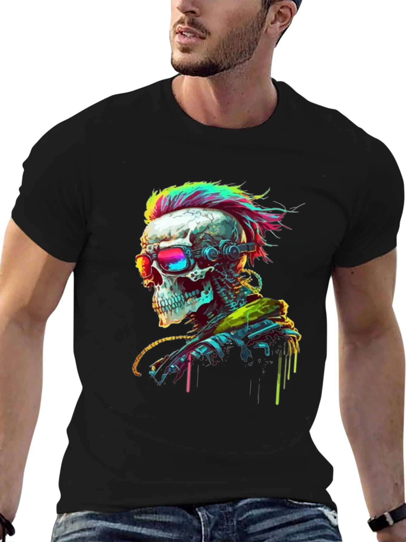 Cyberpunk Skull T-Shirt - Edgy Streetwear
