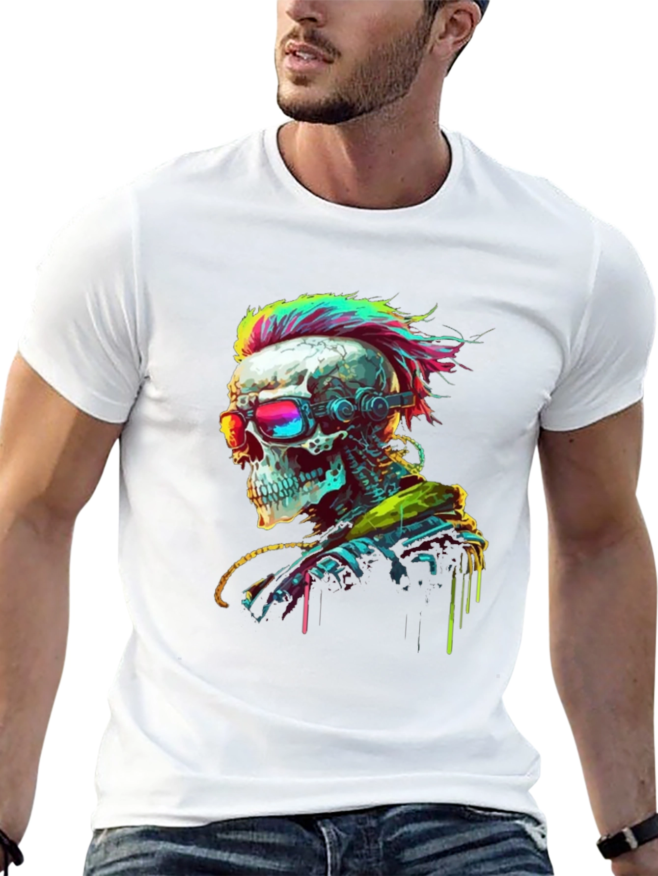 Cyberpunk Skull T-Shirt - Edgy Streetwear