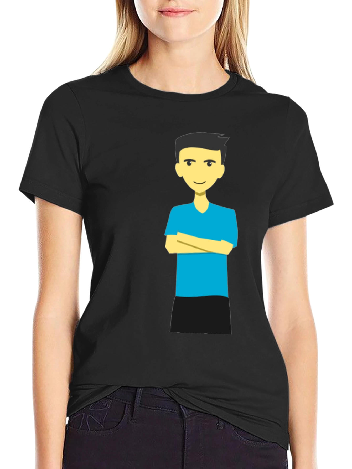 Graphic Tee - Cartoon Man with Crossed Arms