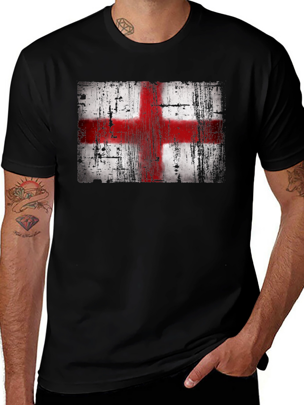 England Flag T-Shirt - Distressed Look