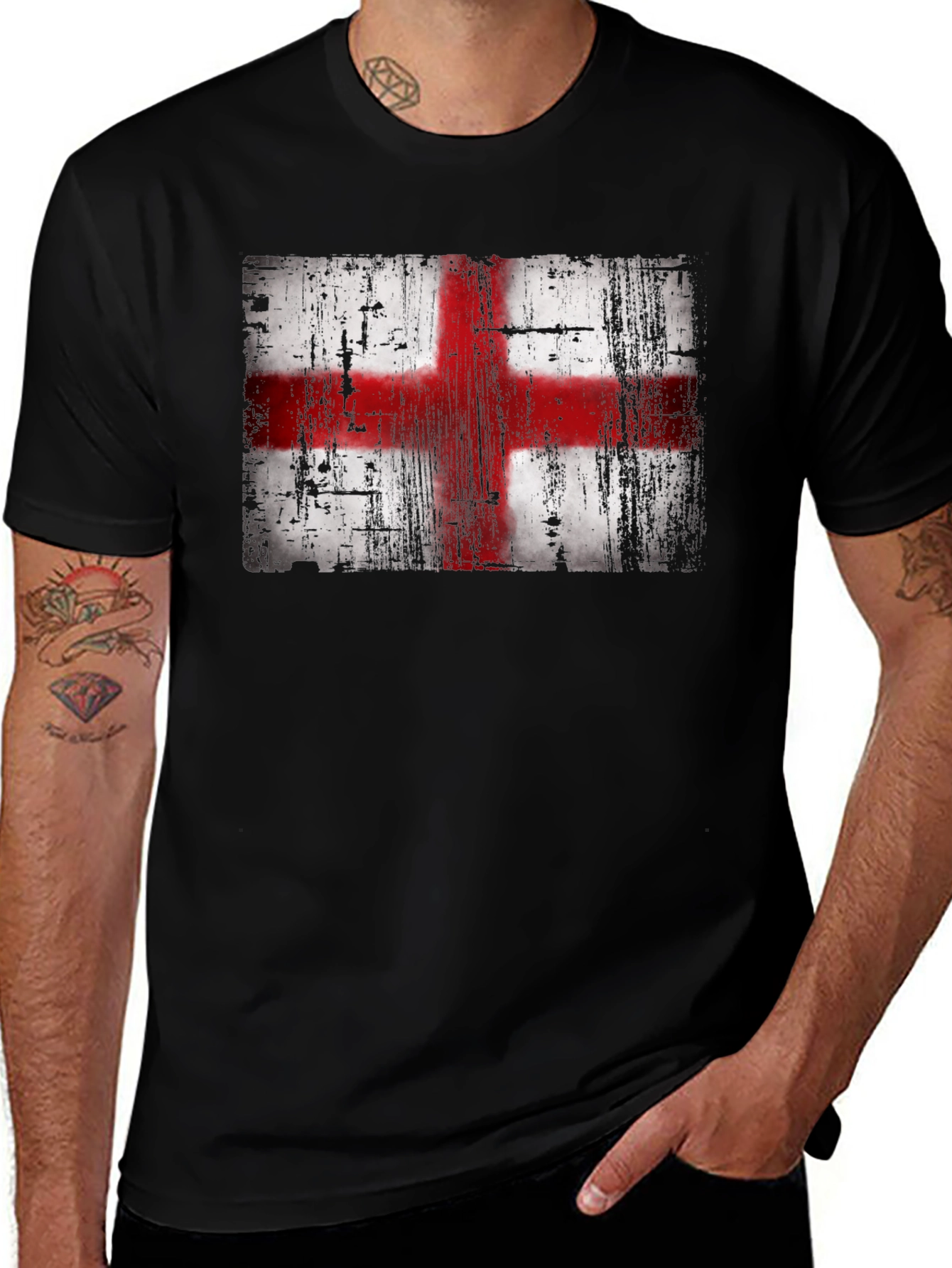 England Flag T-Shirt - Distressed Look