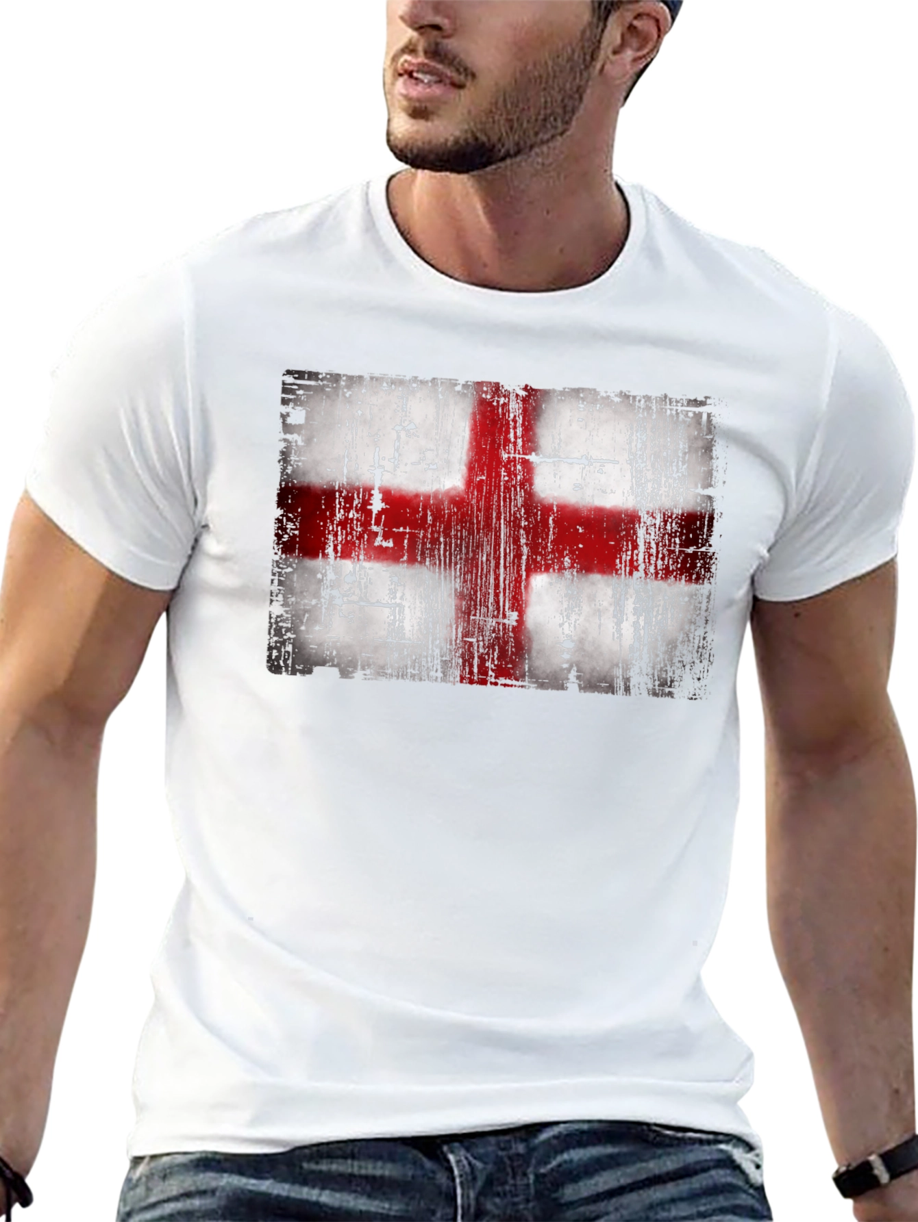 England Flag T-Shirt - Distressed Look