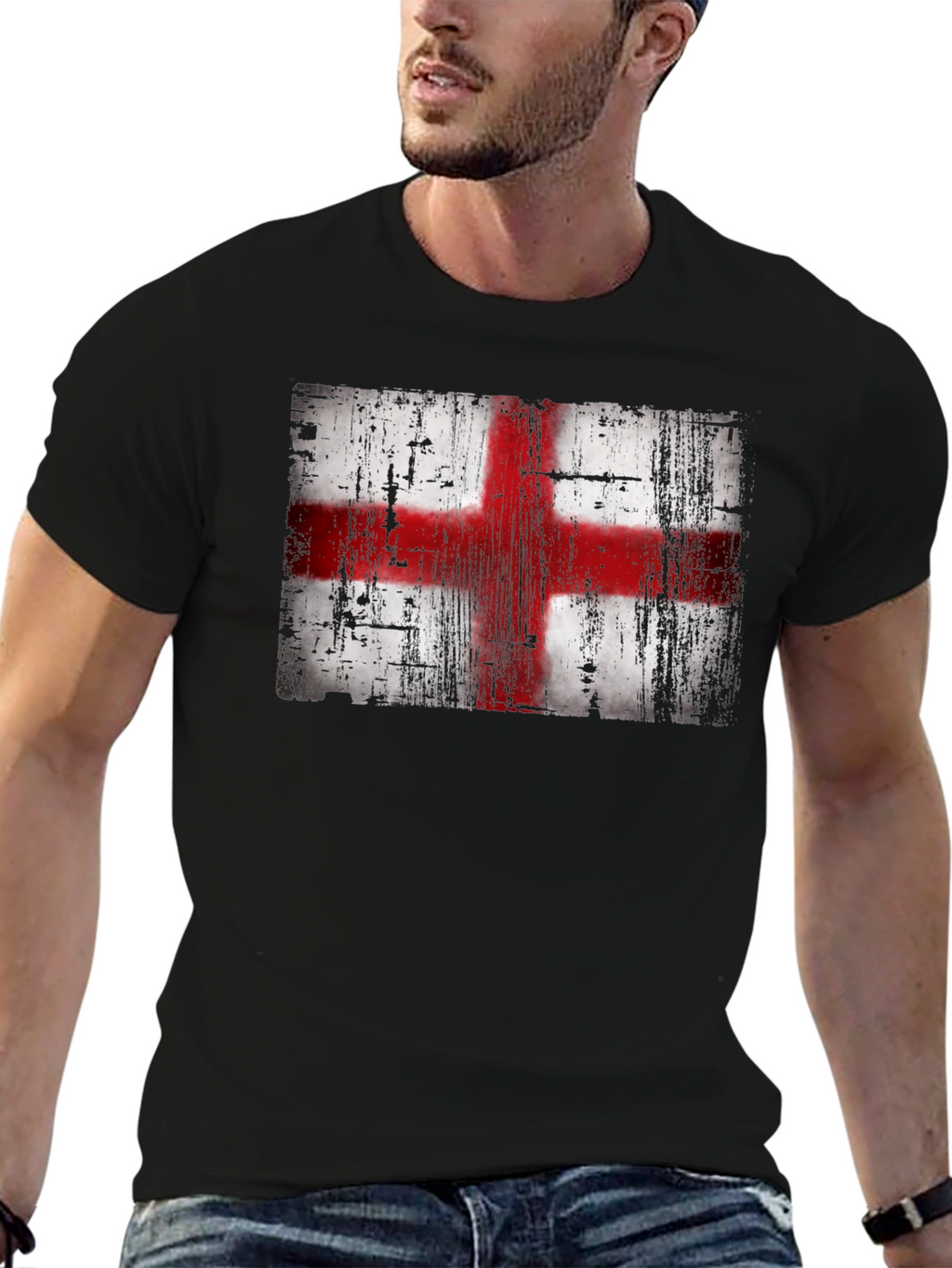 England Flag T-Shirt - Distressed Look