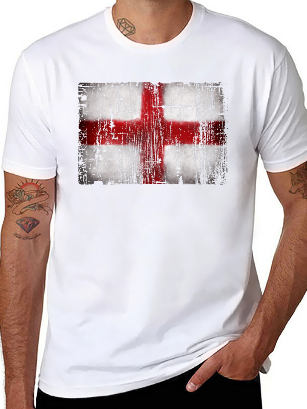 England Flag T-Shirt - Distressed Look