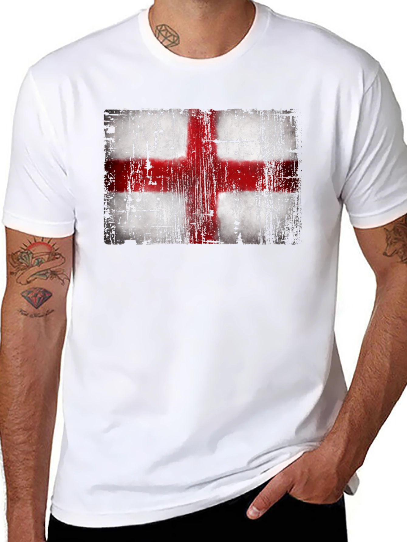 England Flag T-Shirt - Distressed Look