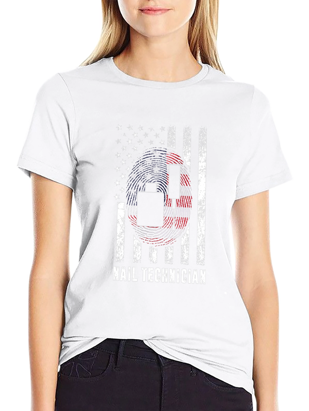 Nail Technician American Flag Graphic T-Shirt