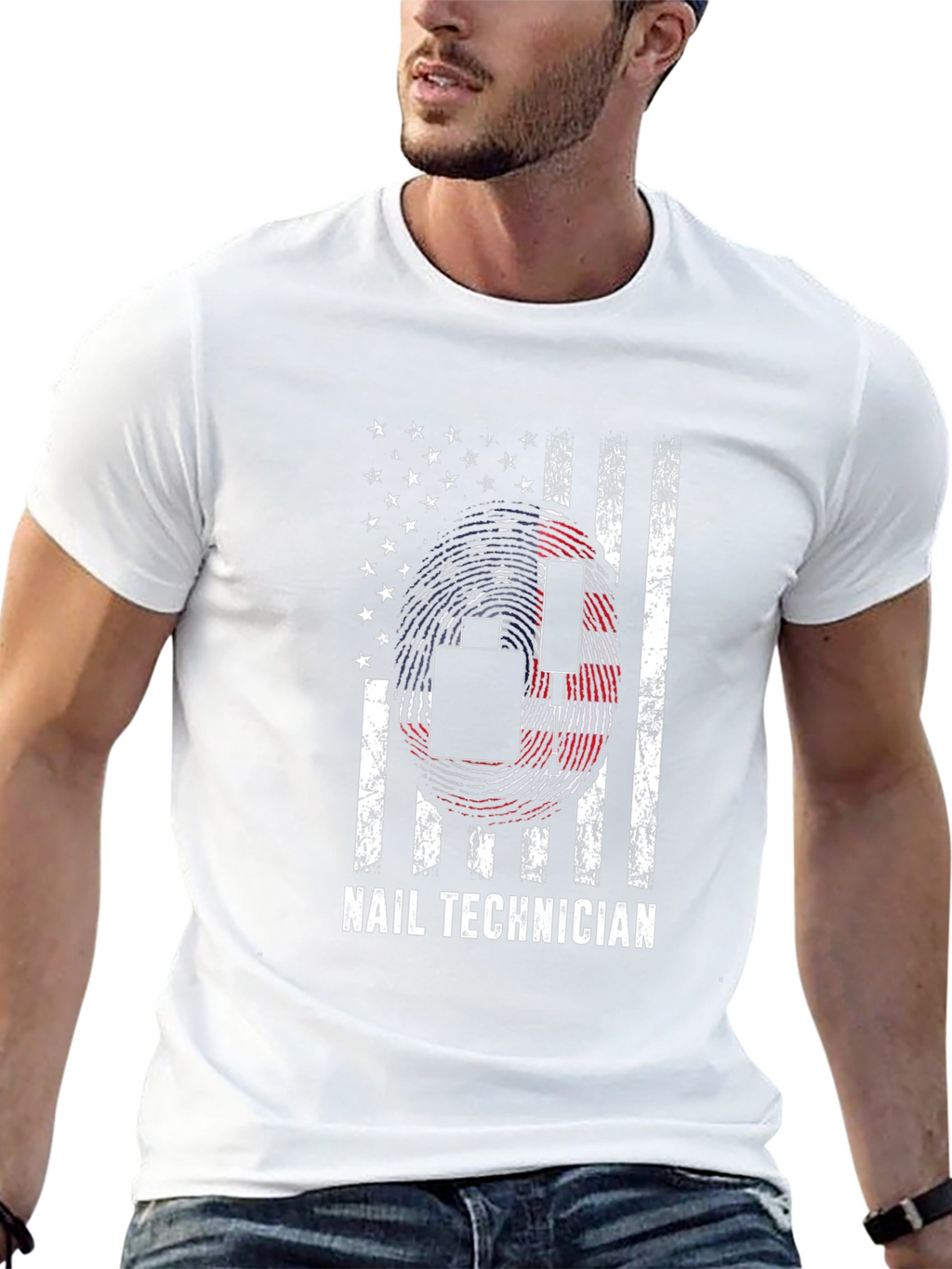 Nail Technician American Flag Graphic T-Shirt