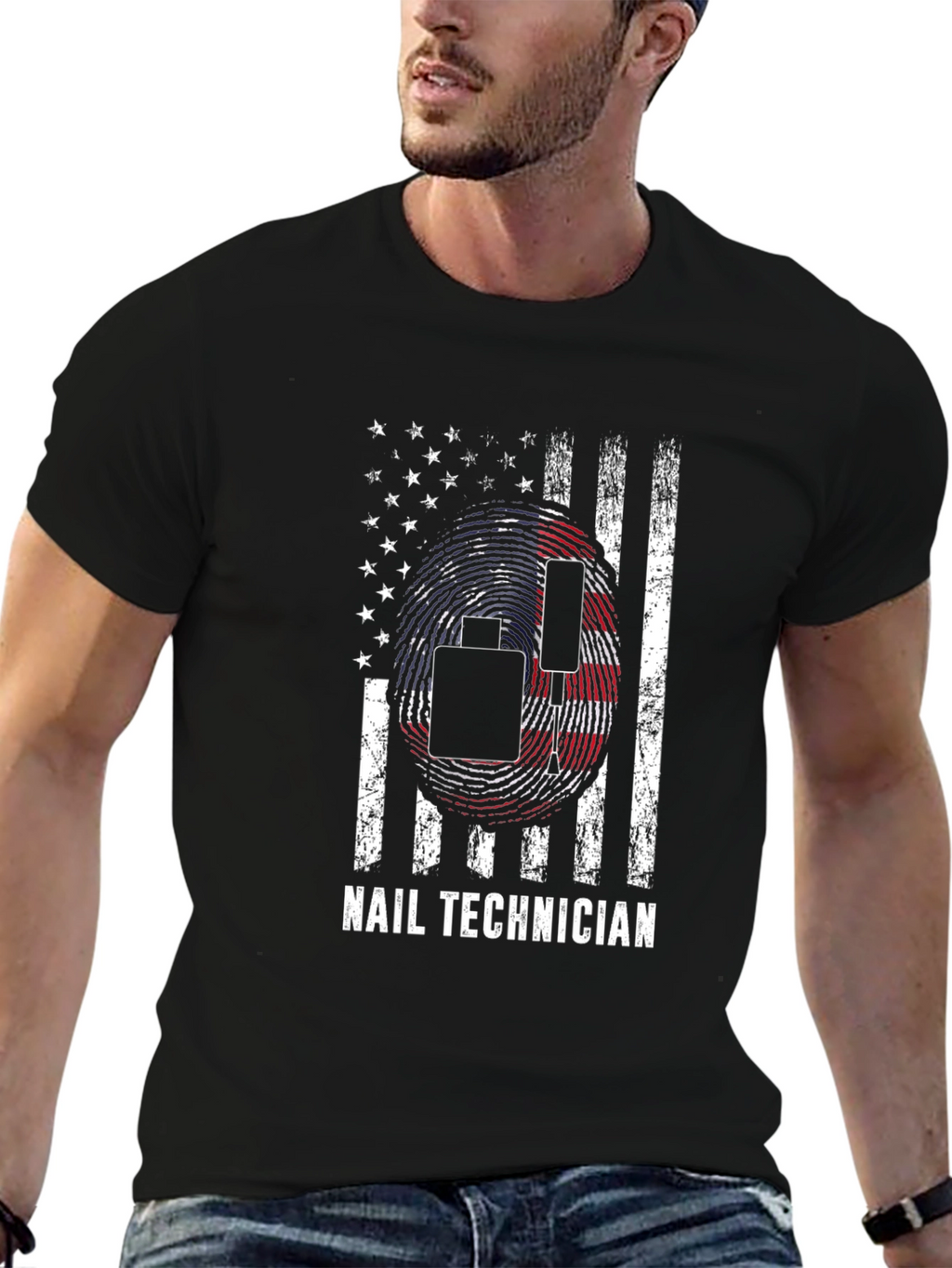 Nail Technician American Flag Graphic T-Shirt